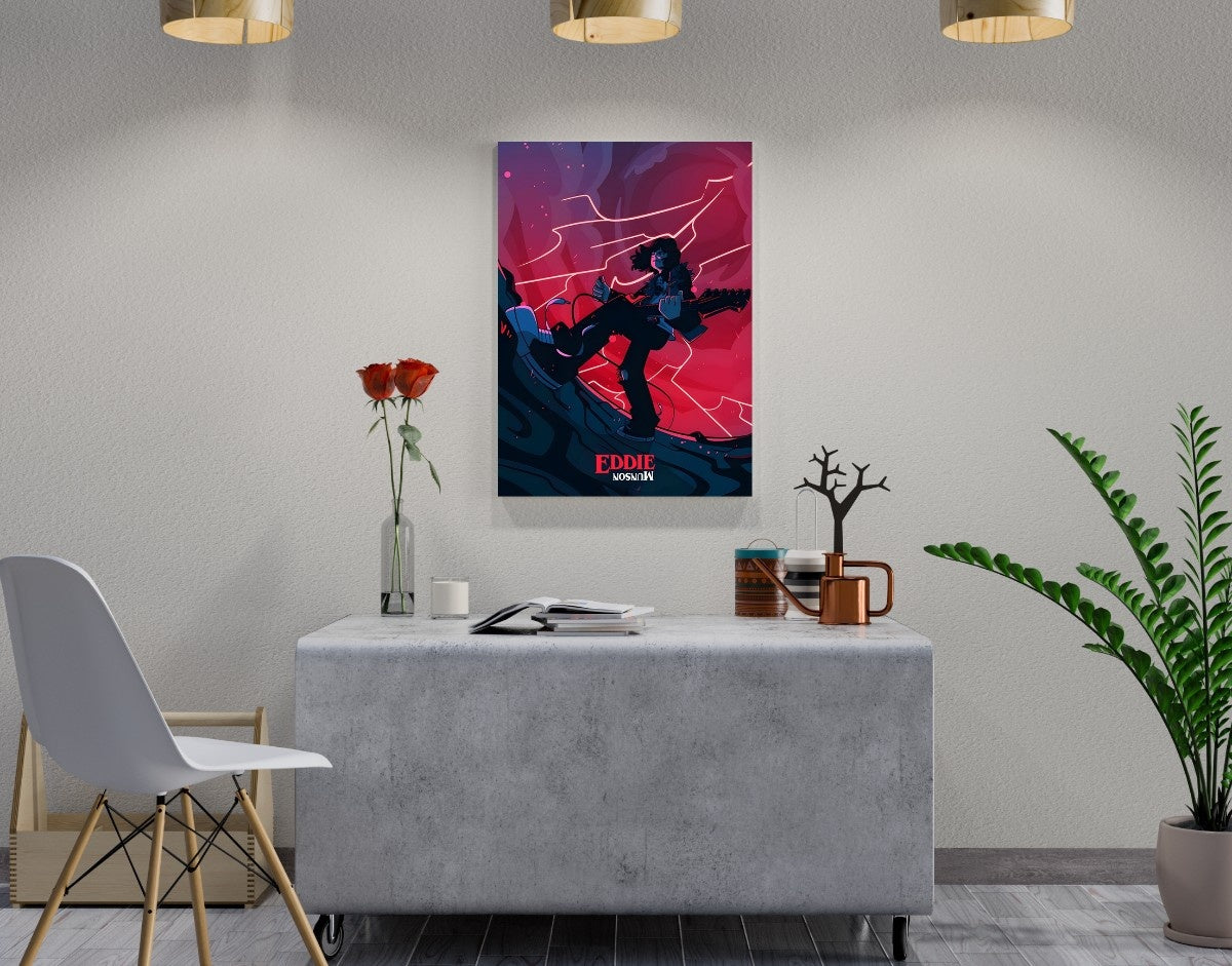"EDDIE - STRANGER THINGS" -Shiny & Sturdy Metallic Poster Art That Pops & Sticks