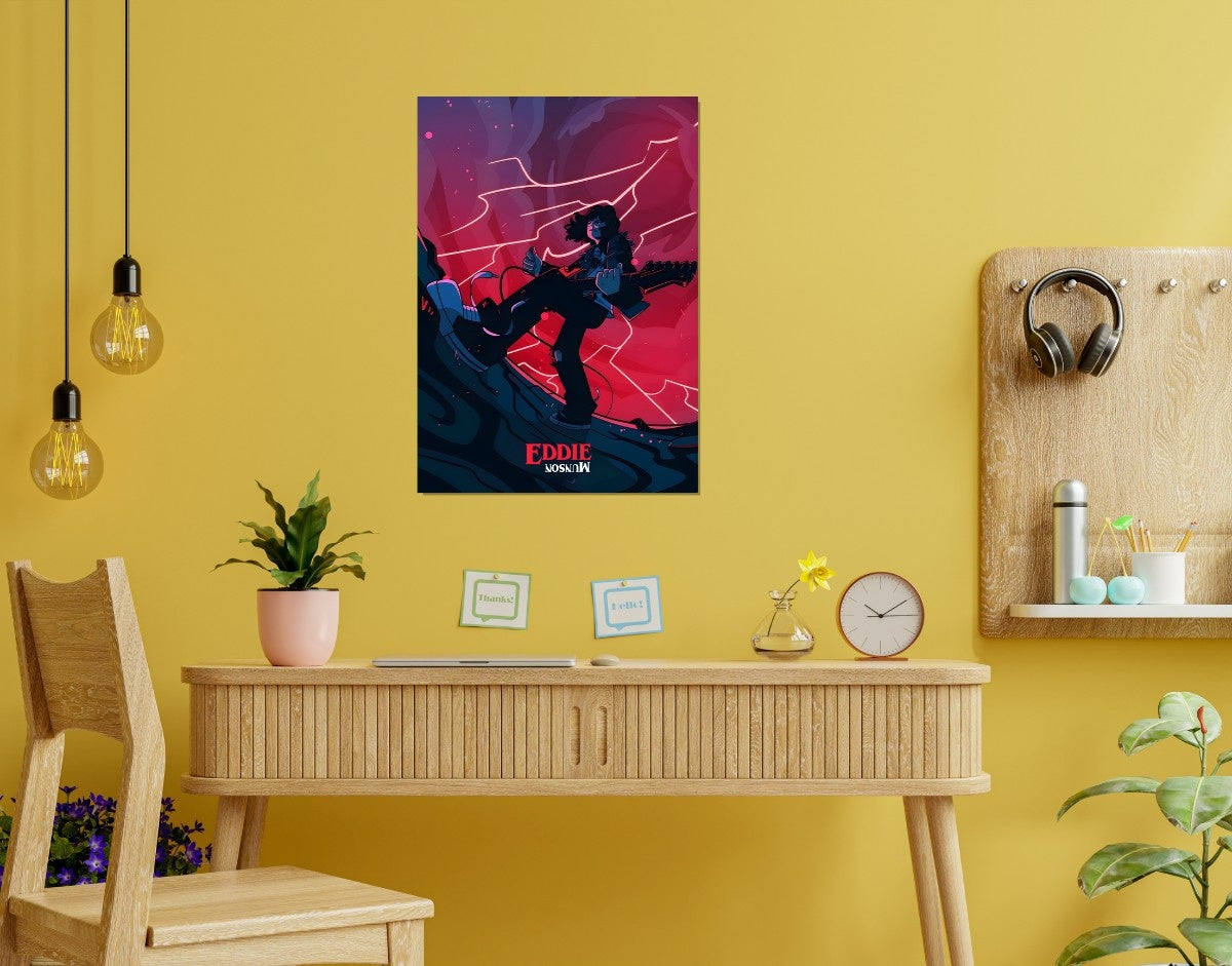 "EDDIE - STRANGER THINGS" -Shiny & Sturdy Metallic Poster Art That Pops & Sticks