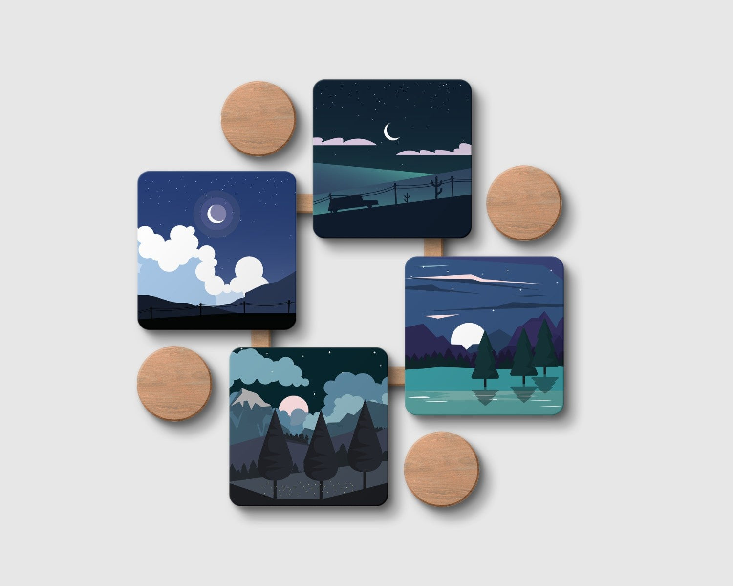 "Night Vibes" Coaster Set of 4