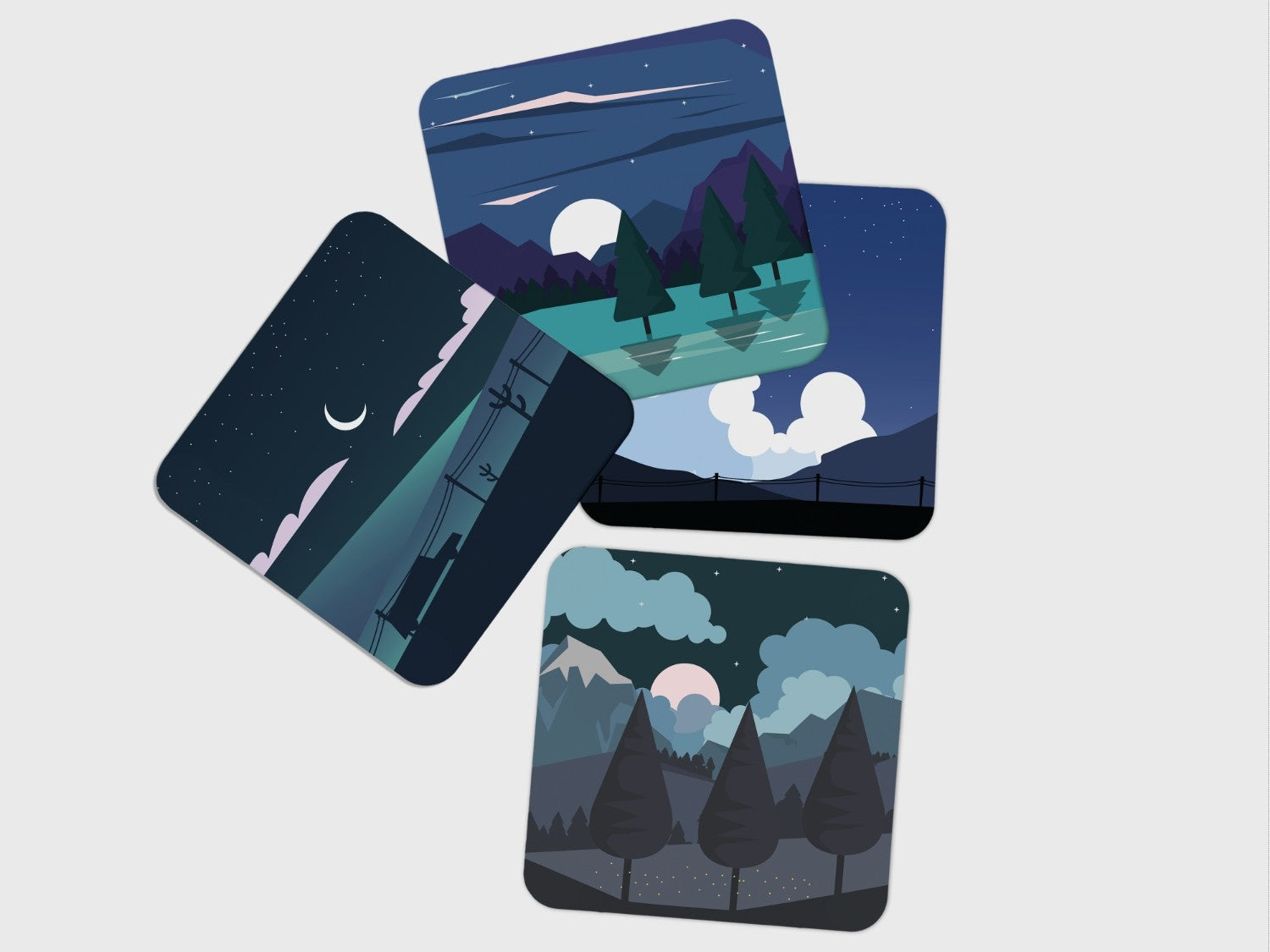 "Night Vibes" Coaster Set of 4