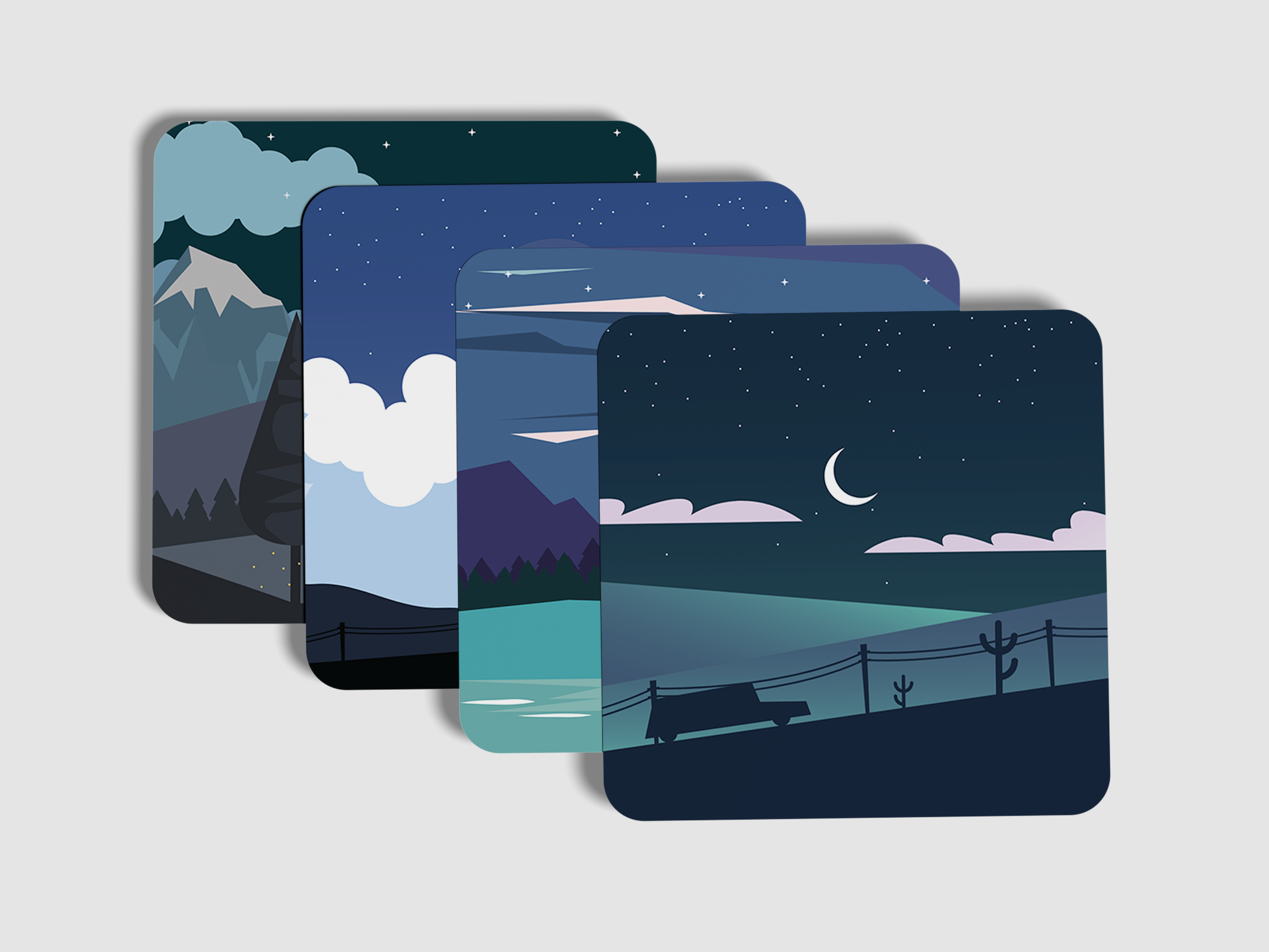 "Night Vibes" Coaster Set of 4