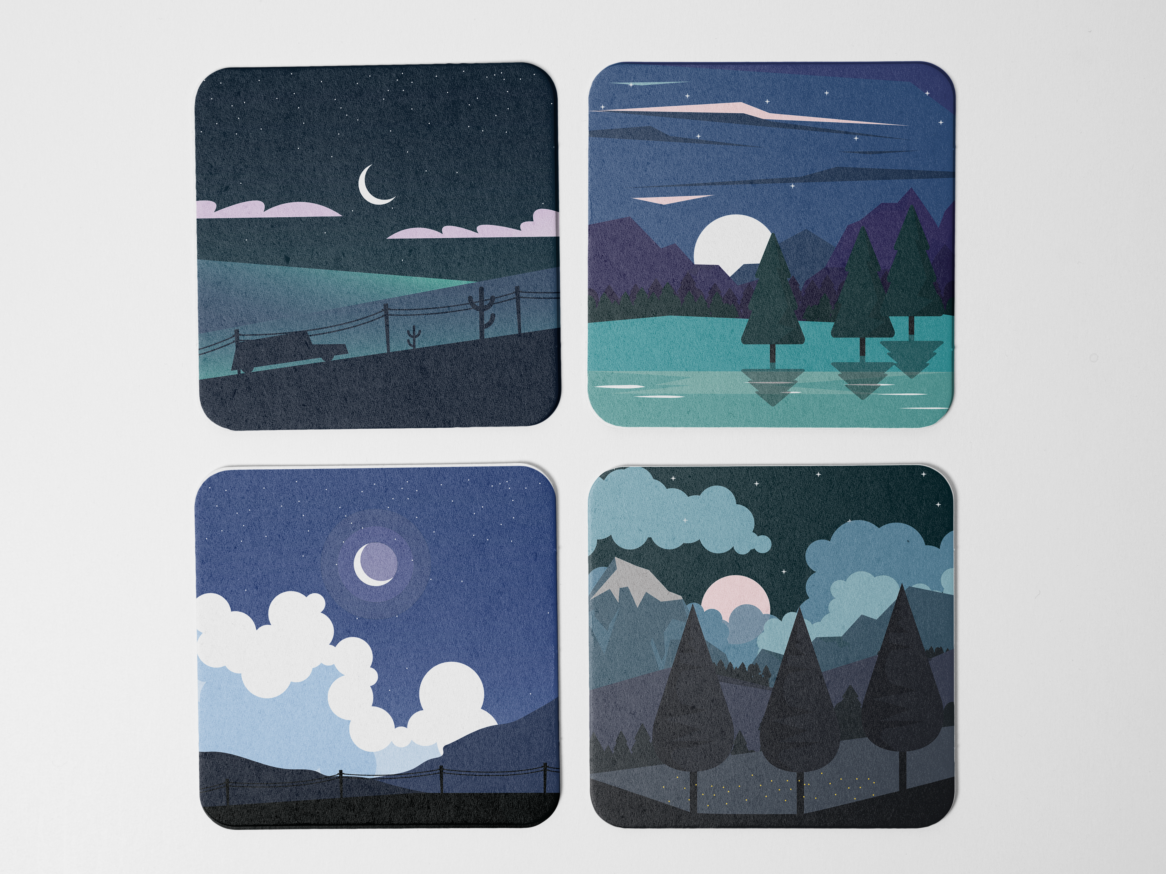 "Night Vibes" Coaster Set of 4