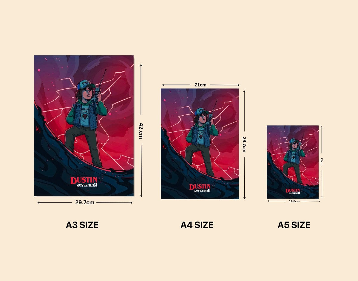 "DUSTIN - STRANGER TTHINGS" -Shiny & Sturdy Metallic Poster Art That Pops & Sticks