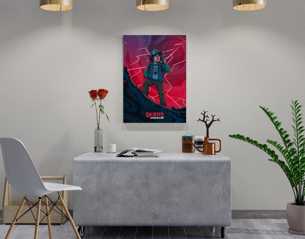 "DUSTIN - STRANGER TTHINGS" -Shiny & Sturdy Metallic Poster Art That Pops & Sticks