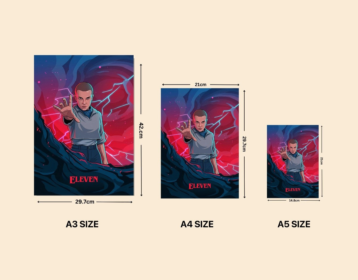 "ELEVEN - STRANGER THINGS" -Shiny & Sturdy Metallic Poster Art That Pops & Sticks