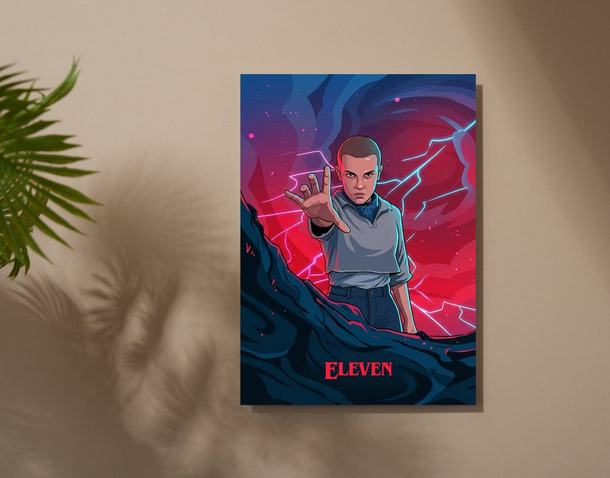 "ELEVEN - STRANGER THINGS" -Shiny & Sturdy Metallic Poster Art That Pops & Sticks