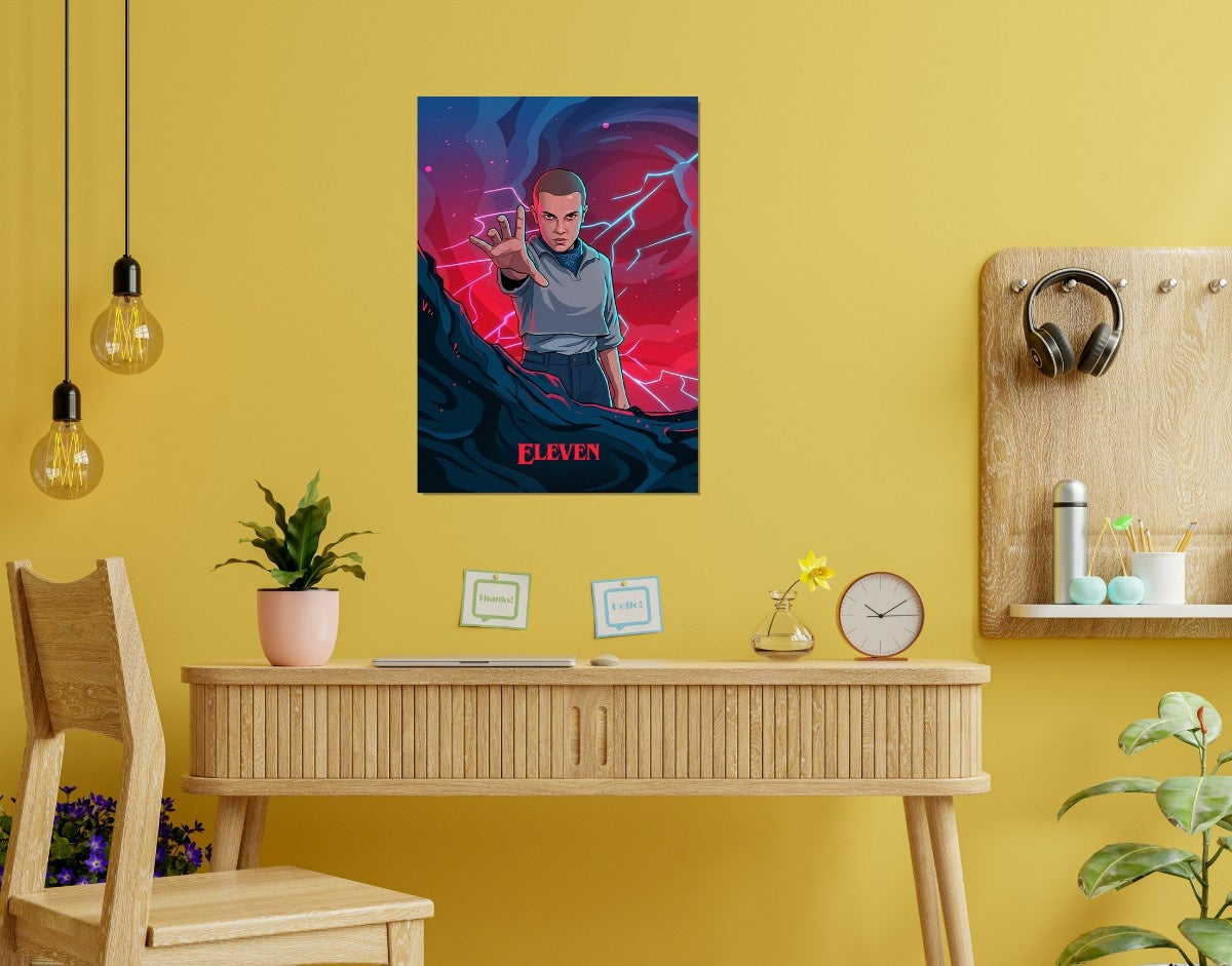 "ELEVEN - STRANGER THINGS" -Shiny & Sturdy Metallic Poster Art That Pops & Sticks