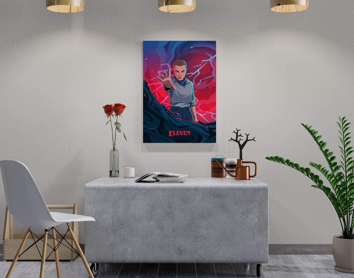 "ELEVEN - STRANGER THINGS" -Shiny & Sturdy Metallic Poster Art That Pops & Sticks
