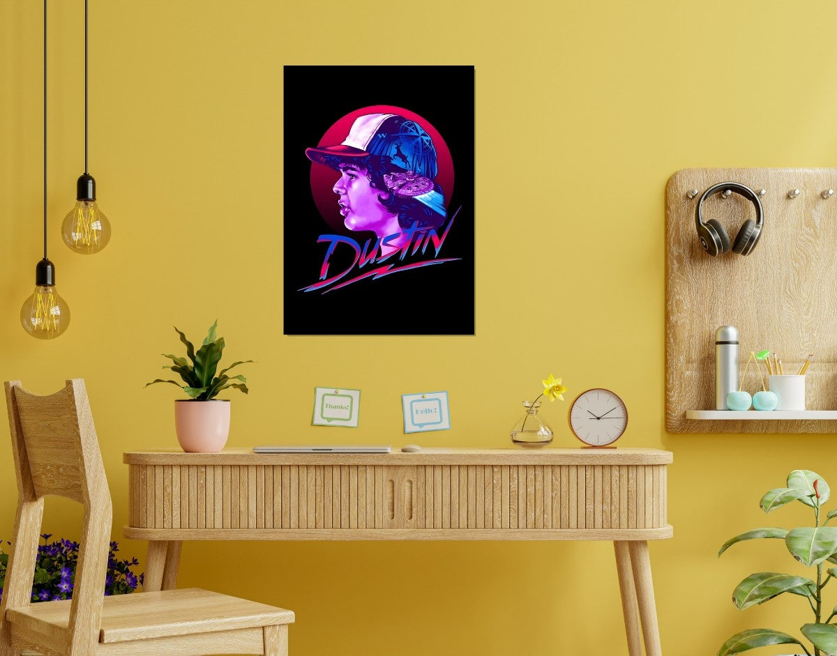 "DUSTIN HENDERSON - STRANGER THINGS" -Shiny & Sturdy Metallic Poster Art That Pops & Sticks