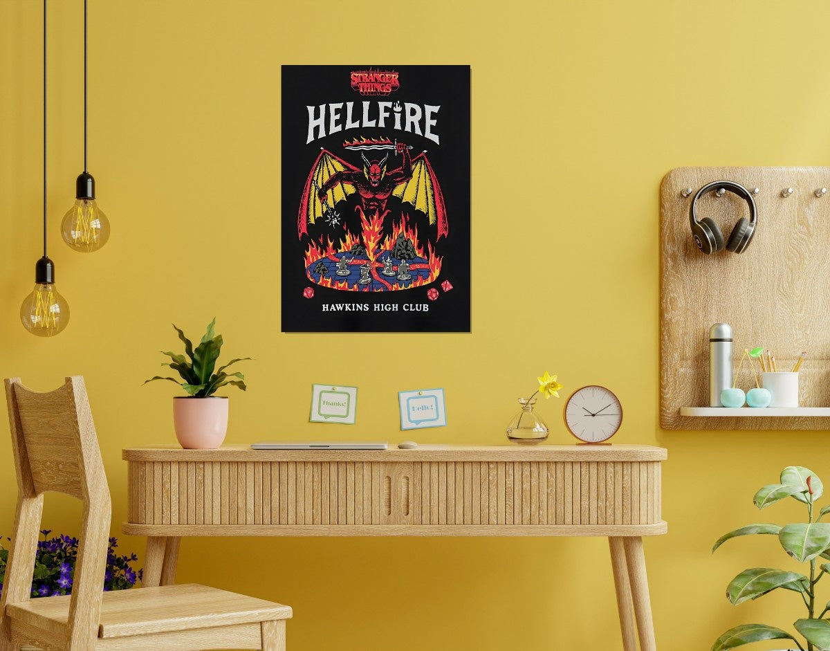 "HELLFIRE HIGH CLUB - STRANGER THINGS " -Shiny & Sturdy Metallic Poster Art That Pops & Sticks