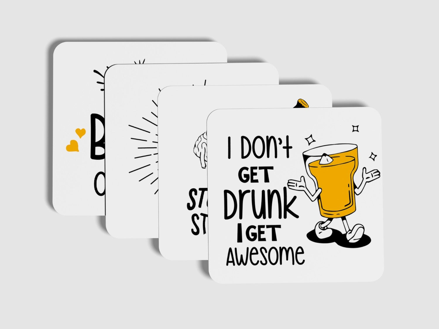 Elevate Your Drinking Experience in B&W 4 Set Coaster Combo!