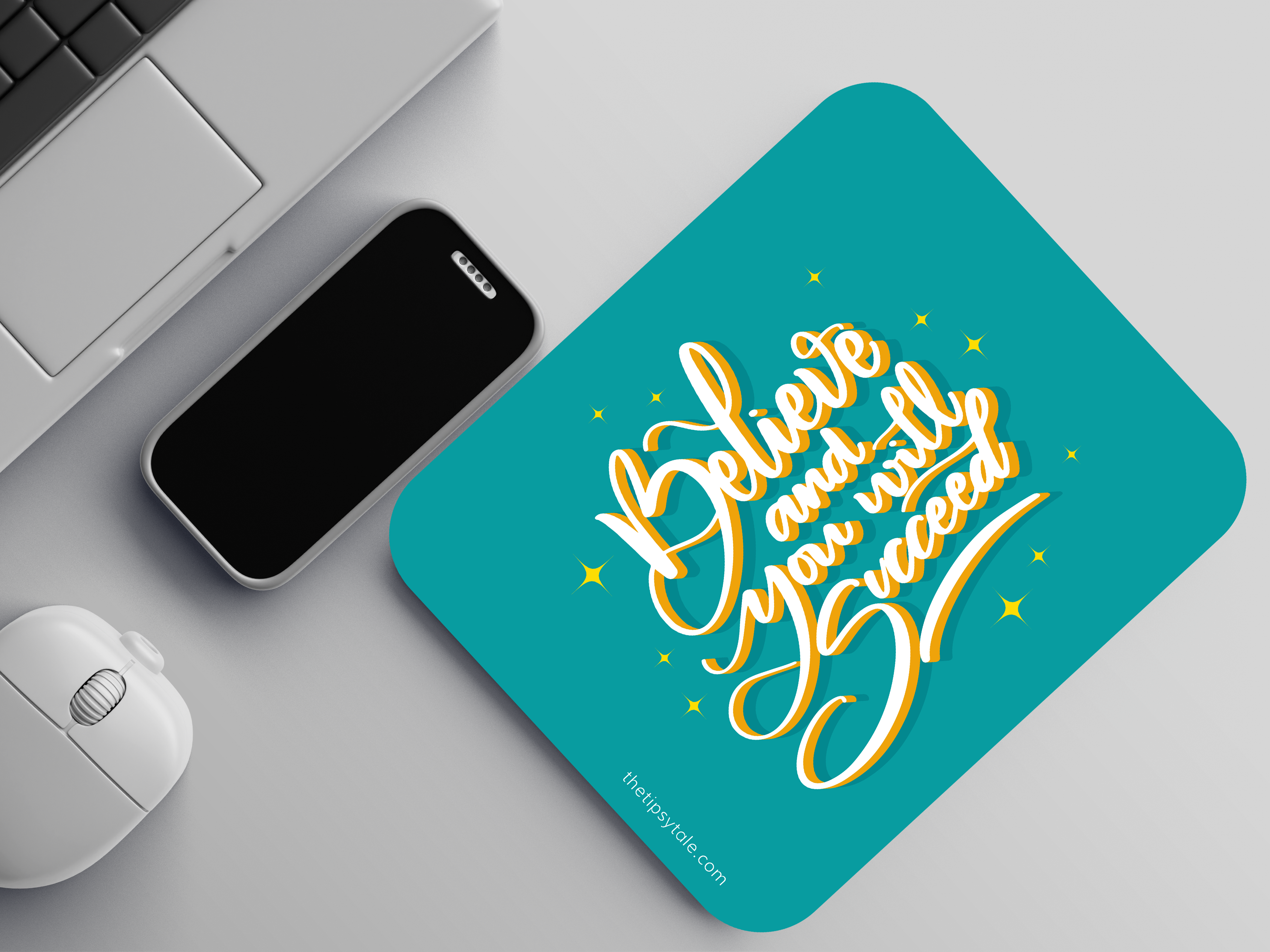 "Believe and Succeed" Mousepad – Enhance Your Workspace with Style