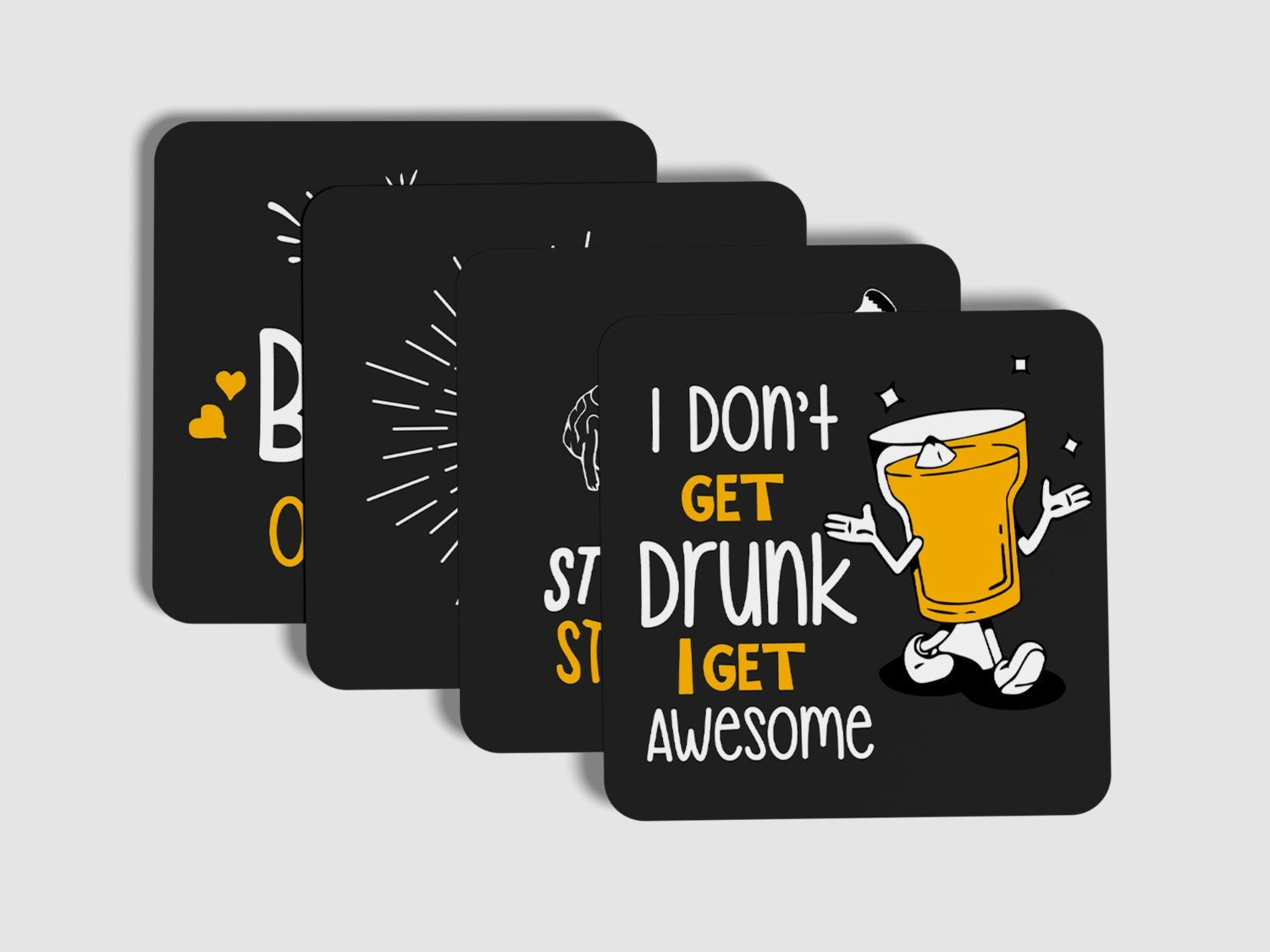 Elevate Your Drinking Experience in B&W 4 Set Coaster Combo!