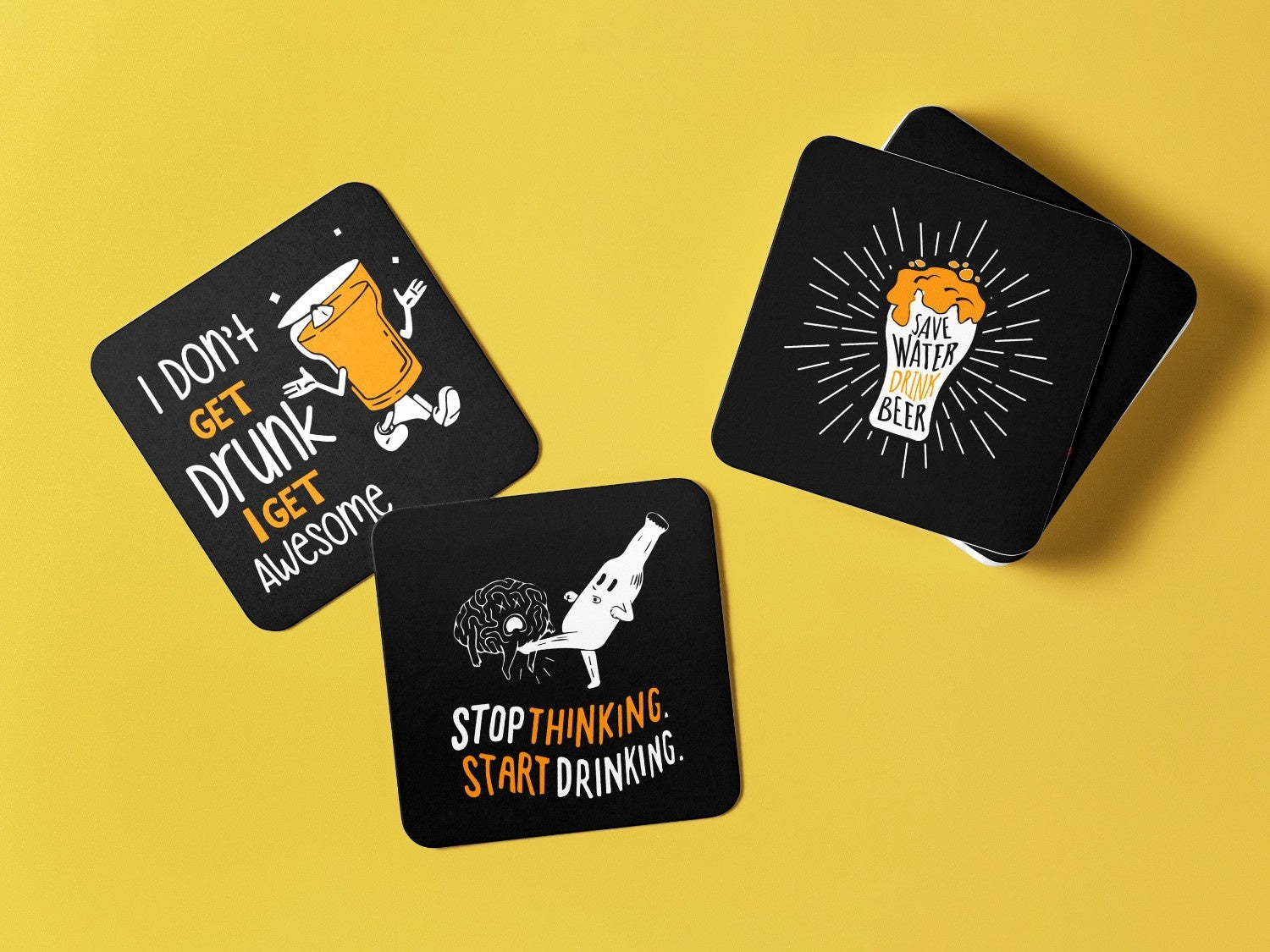 Elevate Your Drinking Experience in B&W 4 Set Coaster Combo!