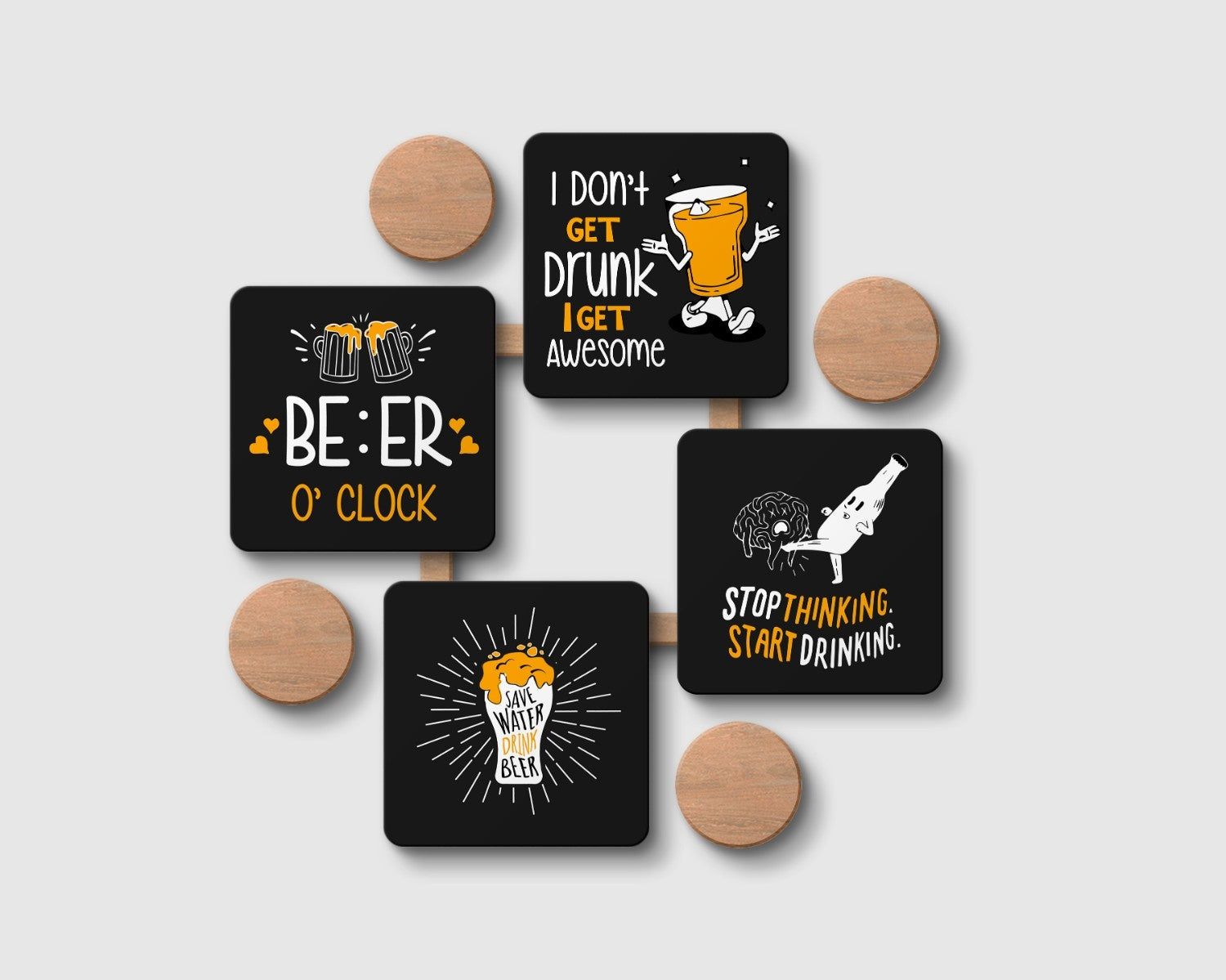 Elevate Your Drinking Experience in B&W 4 Set Coaster Combo!