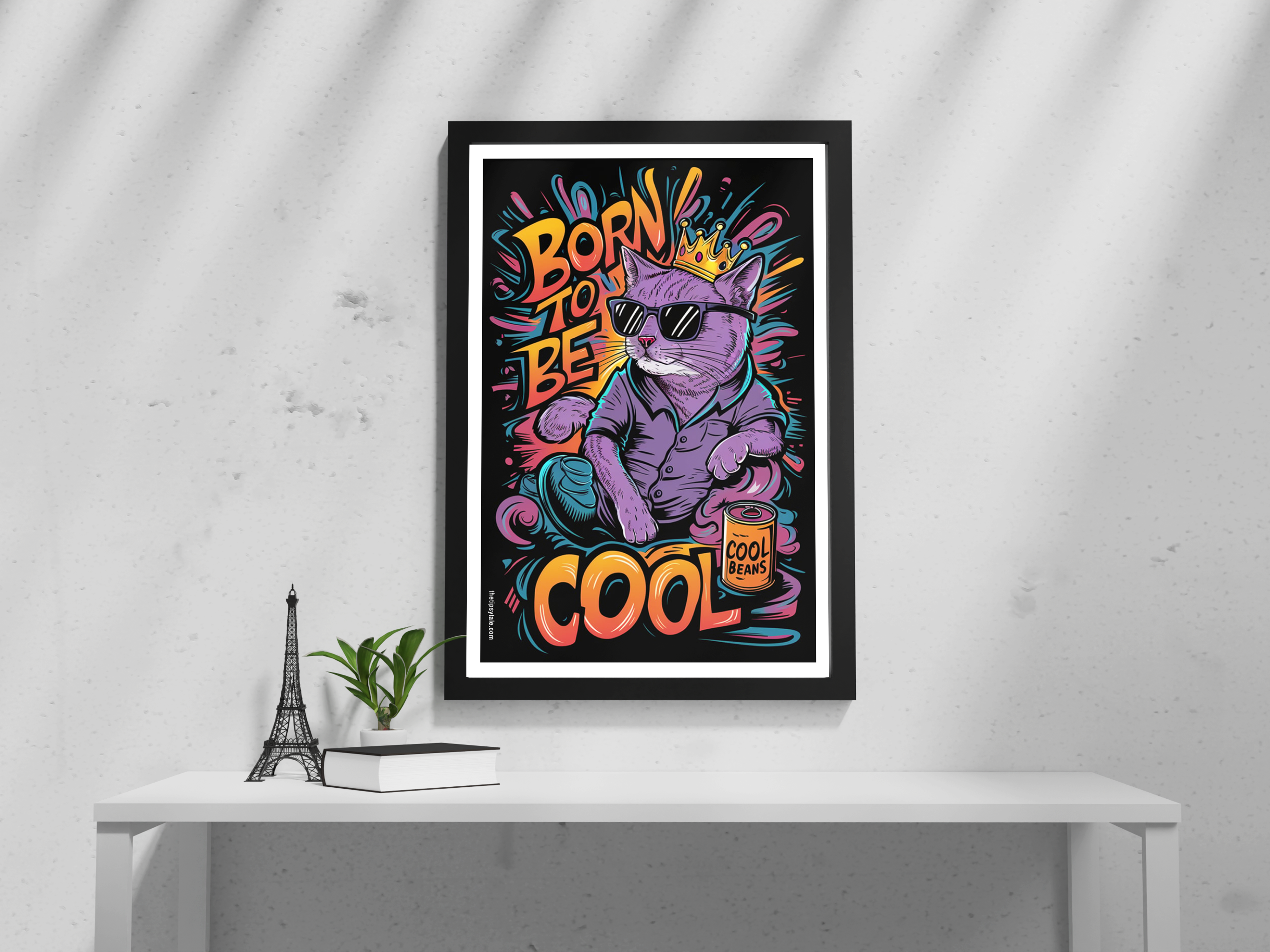 FRAMED "Born To Be Cool" Poster – A4 Size - Quirky Theme