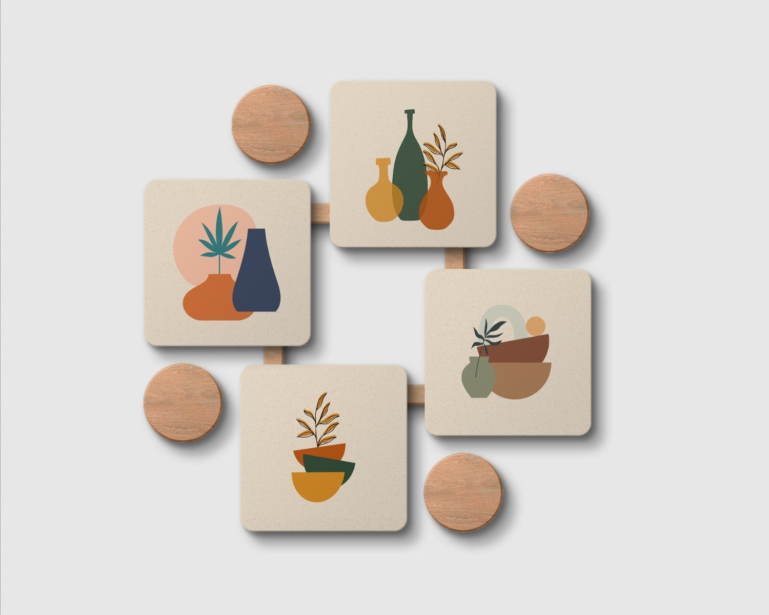 Beige Abstract' Coaster Set of 4
