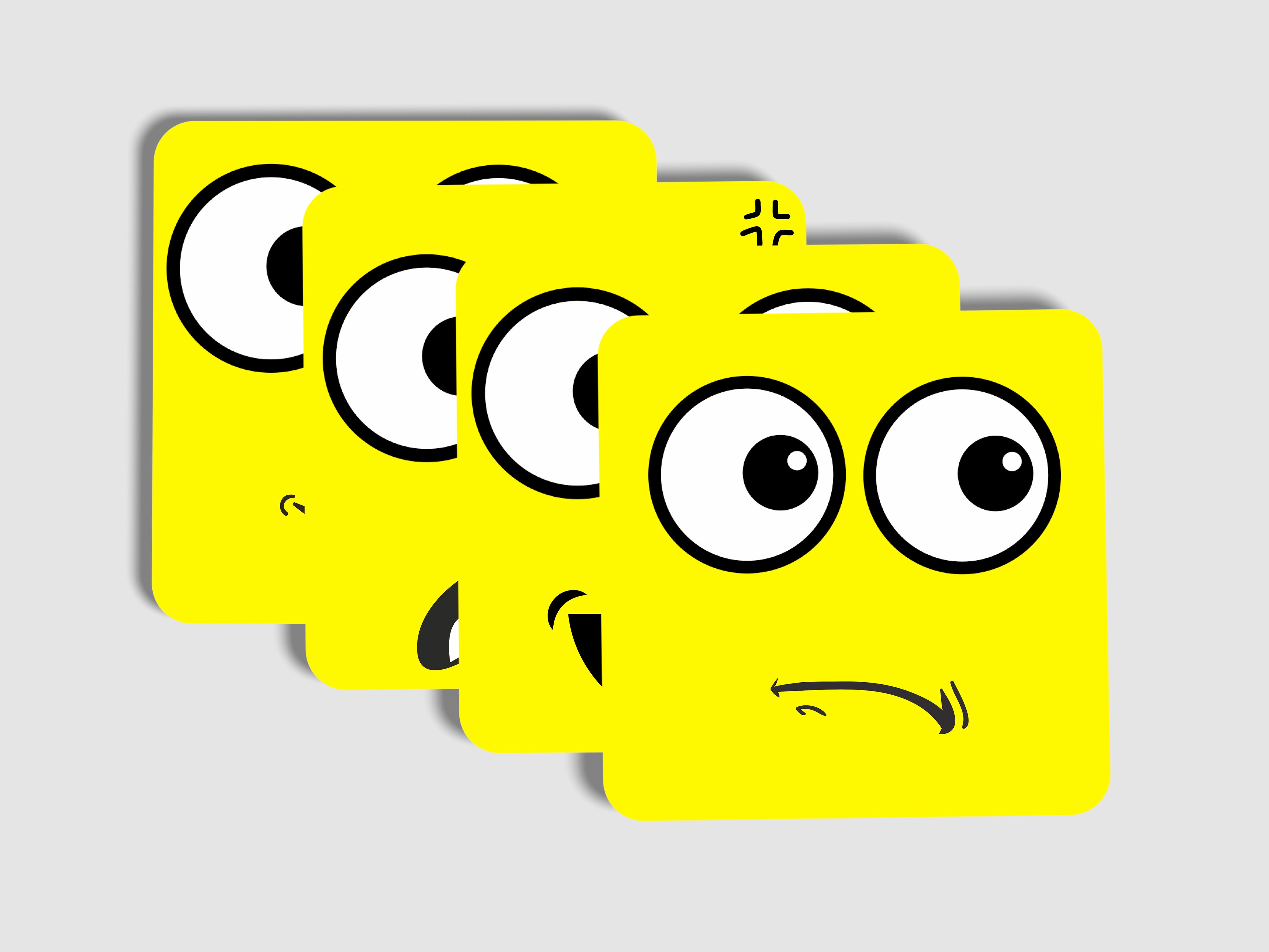 'Yellow Emotion Emoji' Coaster Set of 4