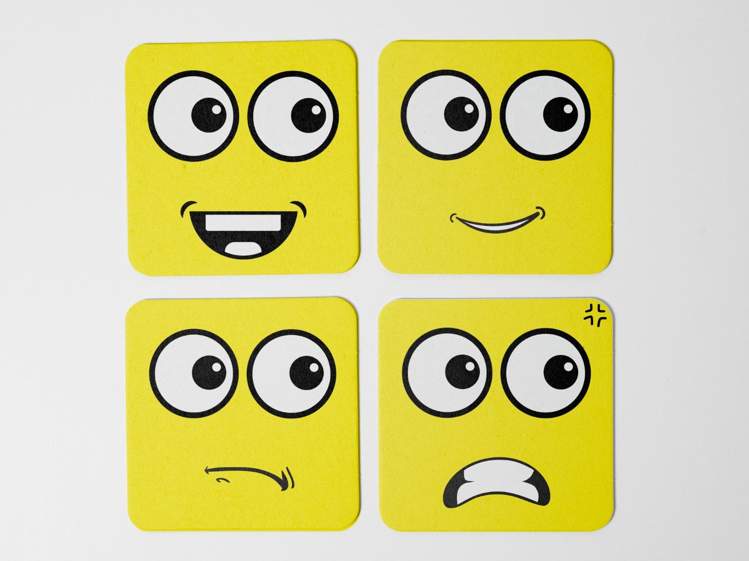 Yellow Emotion Emoji' Coaster Set of 4