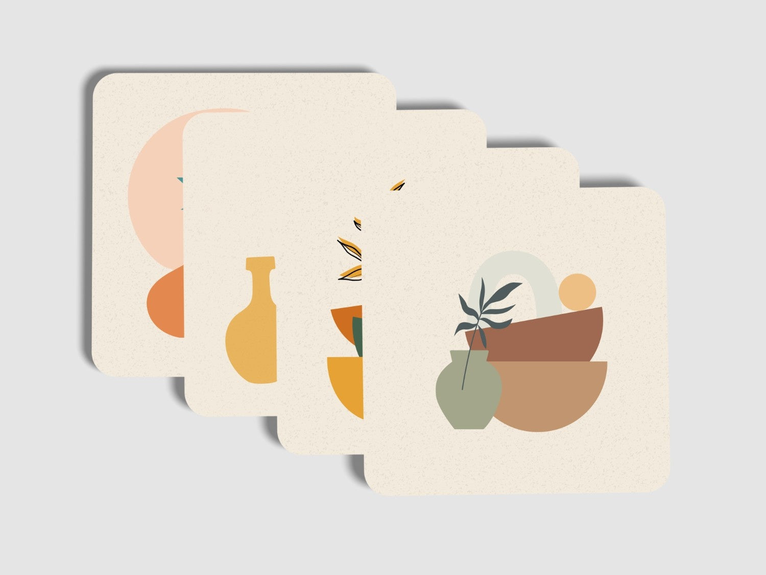 Beige Abstract' Coaster Set of 4