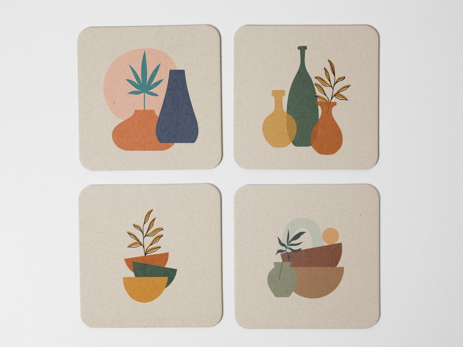 Beige Abstract' Coaster Set of 4