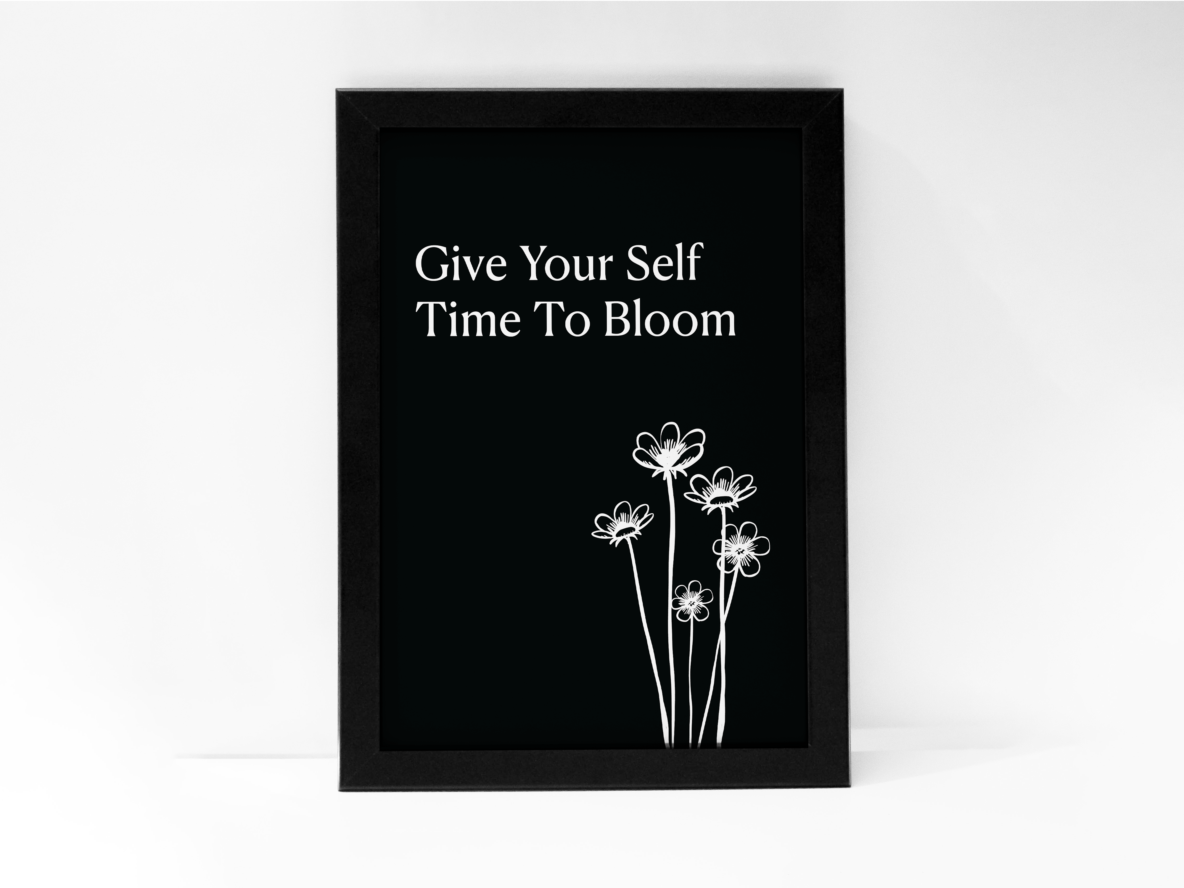 FRAMED "Give yourself time to bloom" Poster – A4 Size - Motivation Theme
