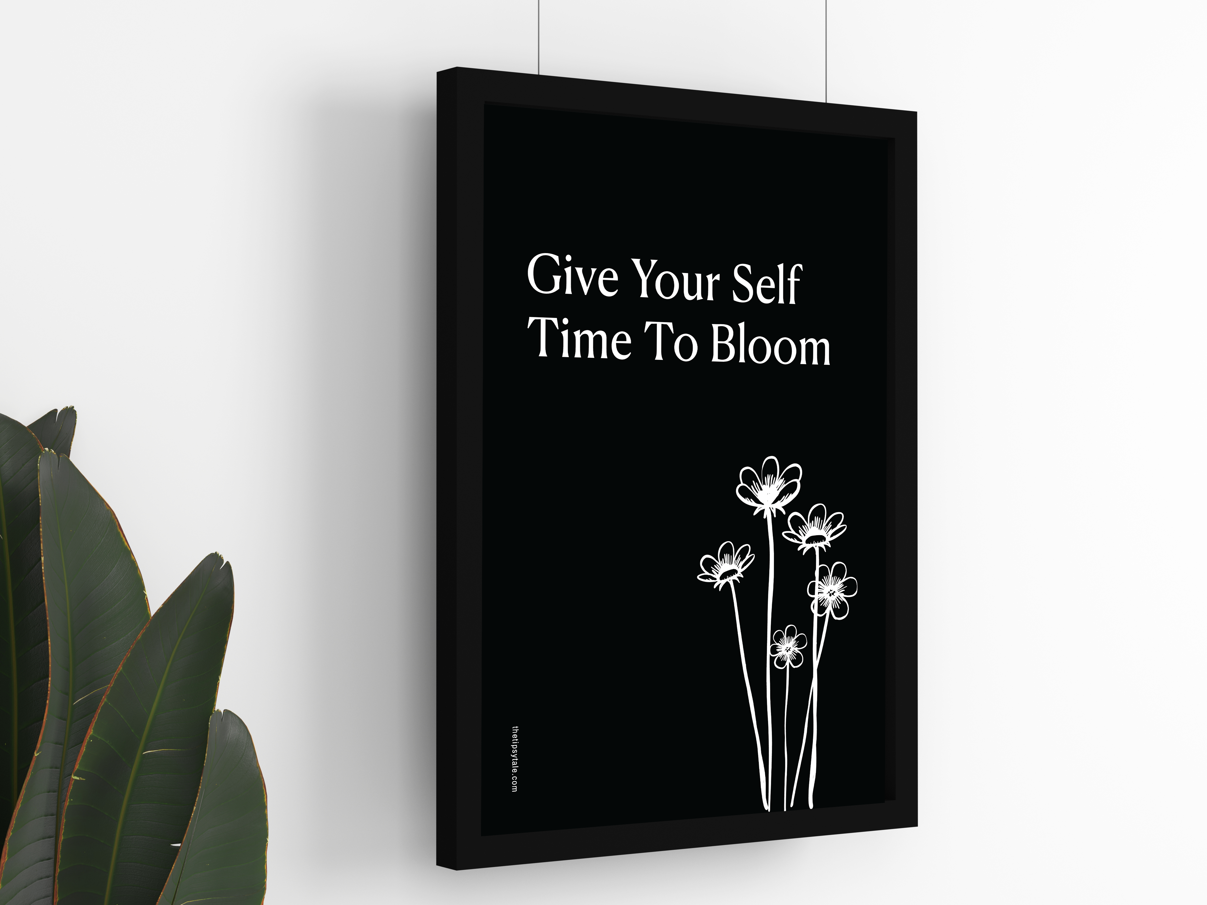 FRAMED "Give yourself time to bloom" Poster – A4 Size - Motivation Theme