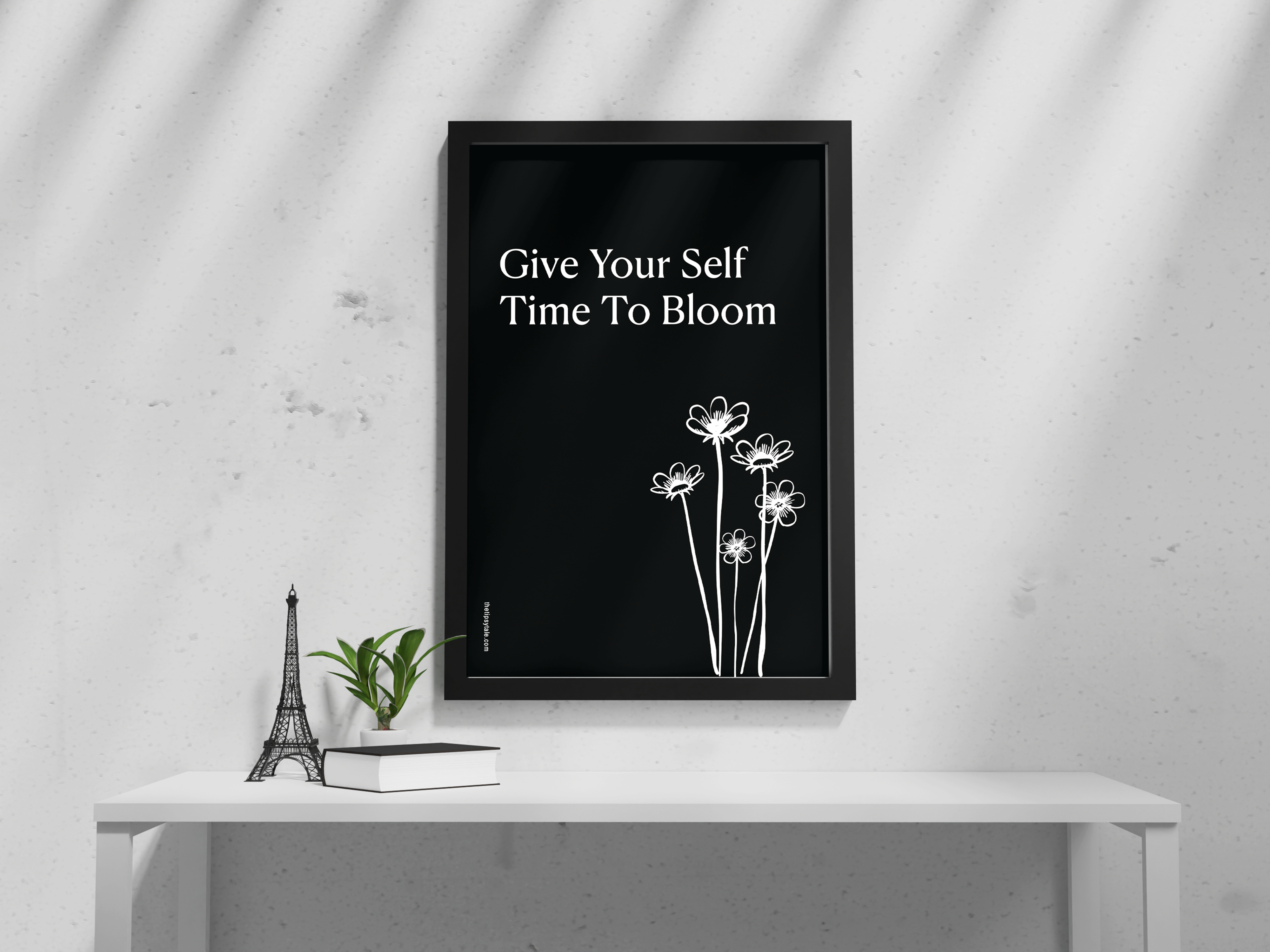 FRAMED "Give yourself time to bloom" Poster – A4 Size - Motivation Theme