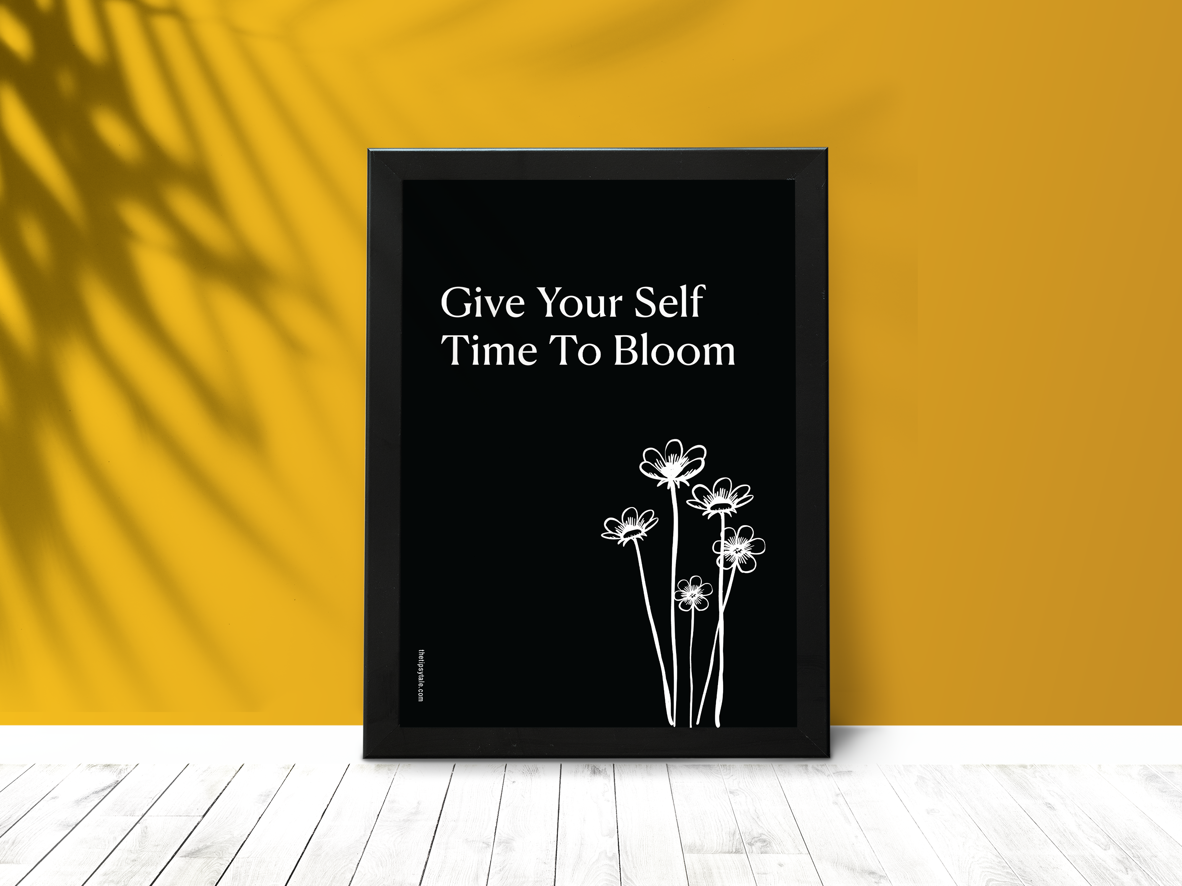 FRAMED "Give yourself time to bloom" Poster – A4 Size - Motivation Theme