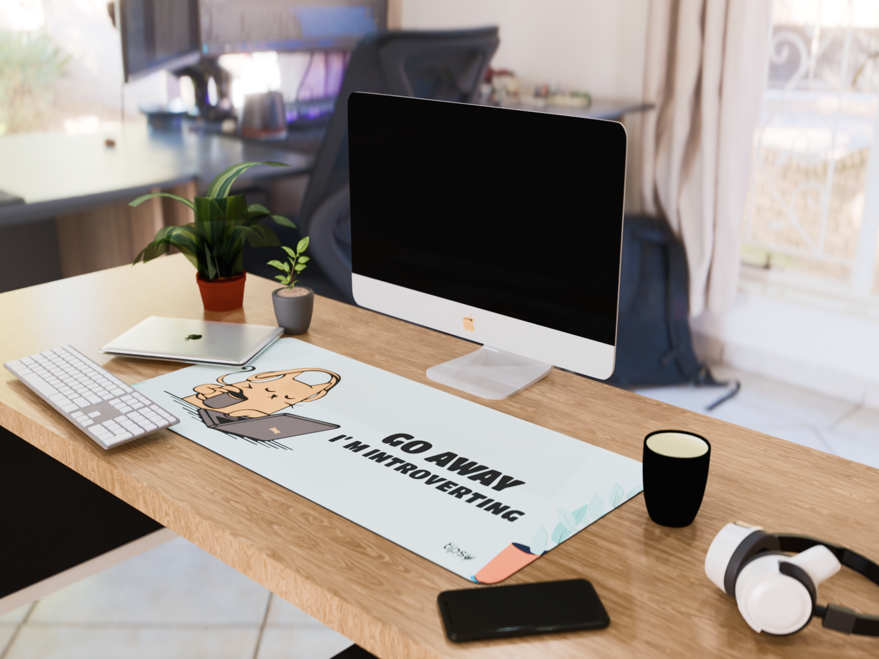 "Introverting Oasis: Office Mouse Pad for Introverts!" Gaming Mousepad- Elevate Your Gaming Experience