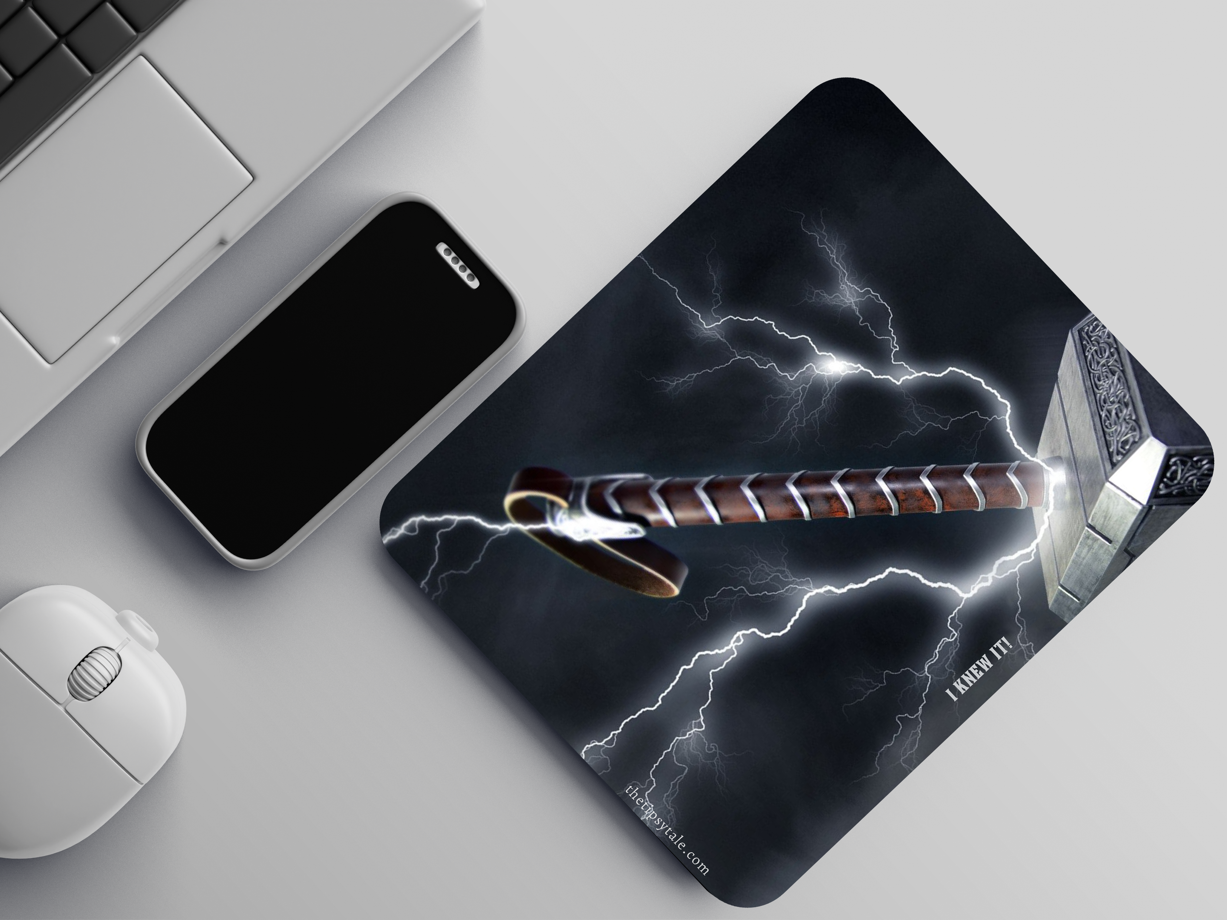 "I KNEW IT-THOR HAMMER" Mousepad Enhance Your Workspace with Style