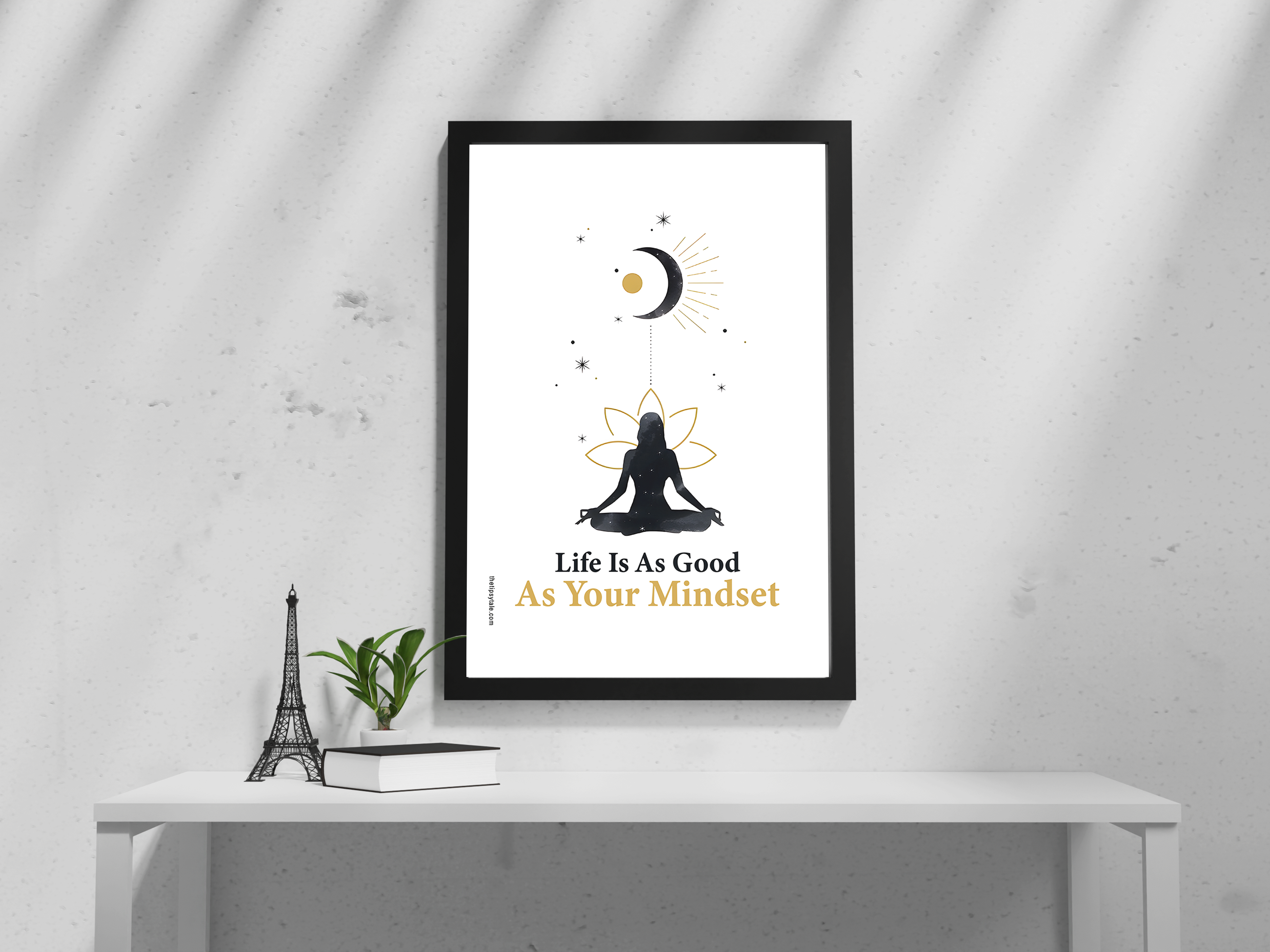 FRAMED "Life is as good as your mindset" Poster – A4 Size - Inspirational Theme