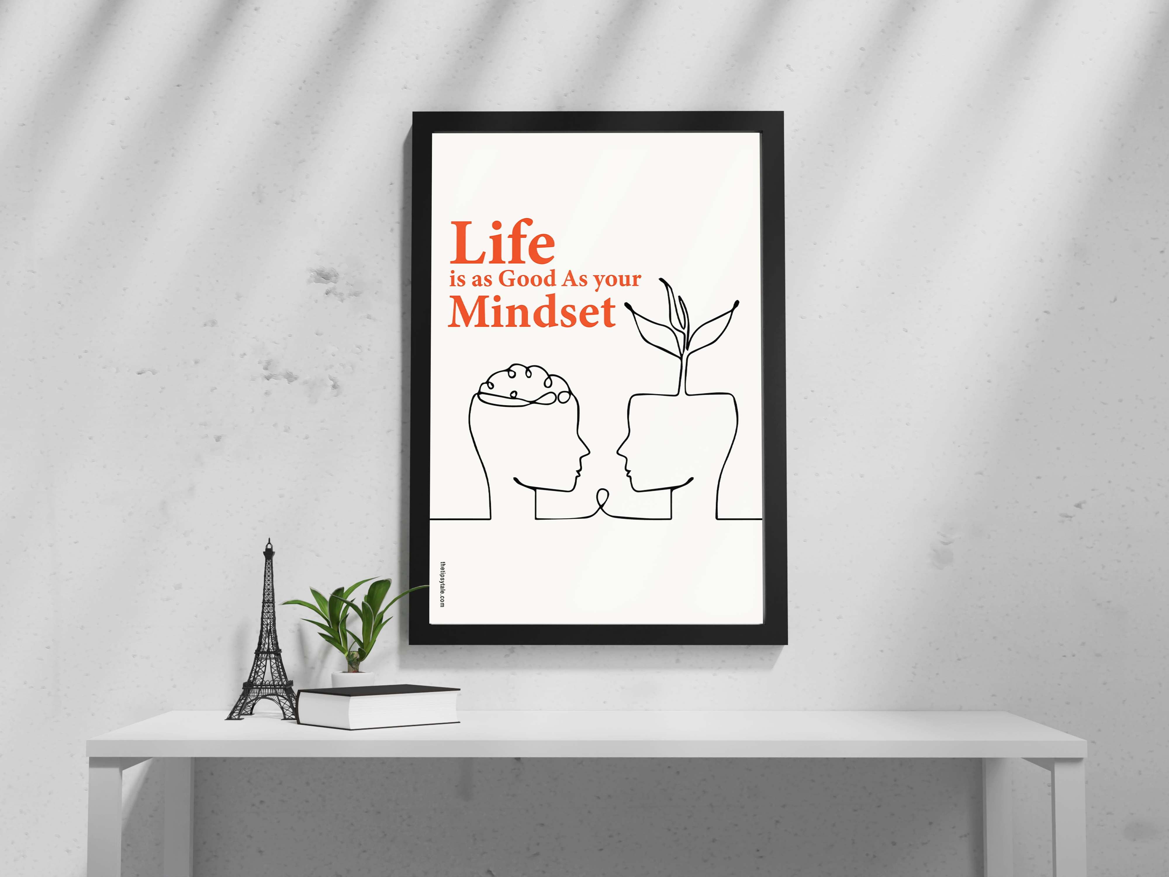 FRAMED "Life is as good as your mindset" Poster – A4 Size - Motivation Theme
