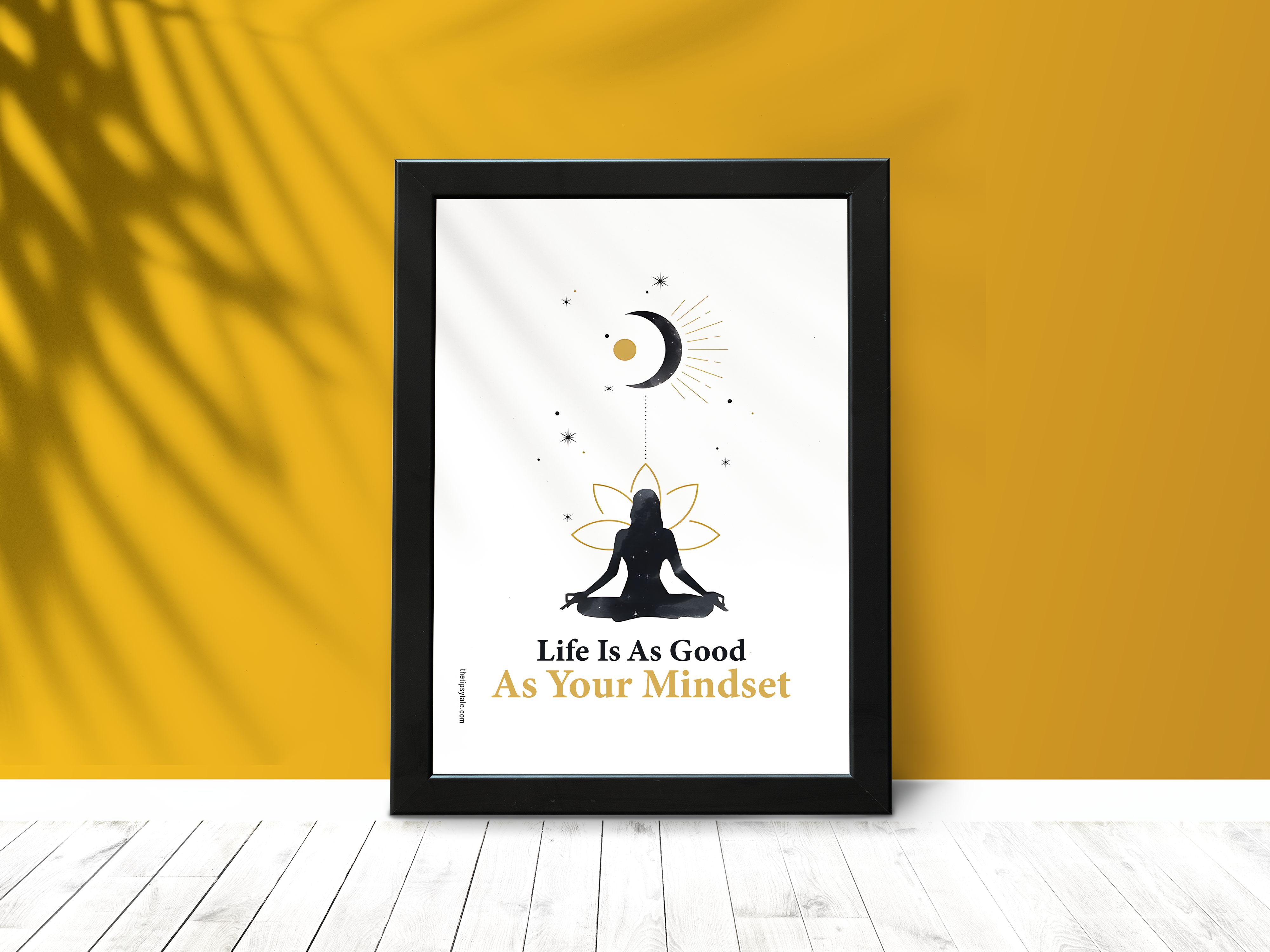 FRAMED "Life is as good as your mindset" Poster – A4 Size - Inspirational Theme
