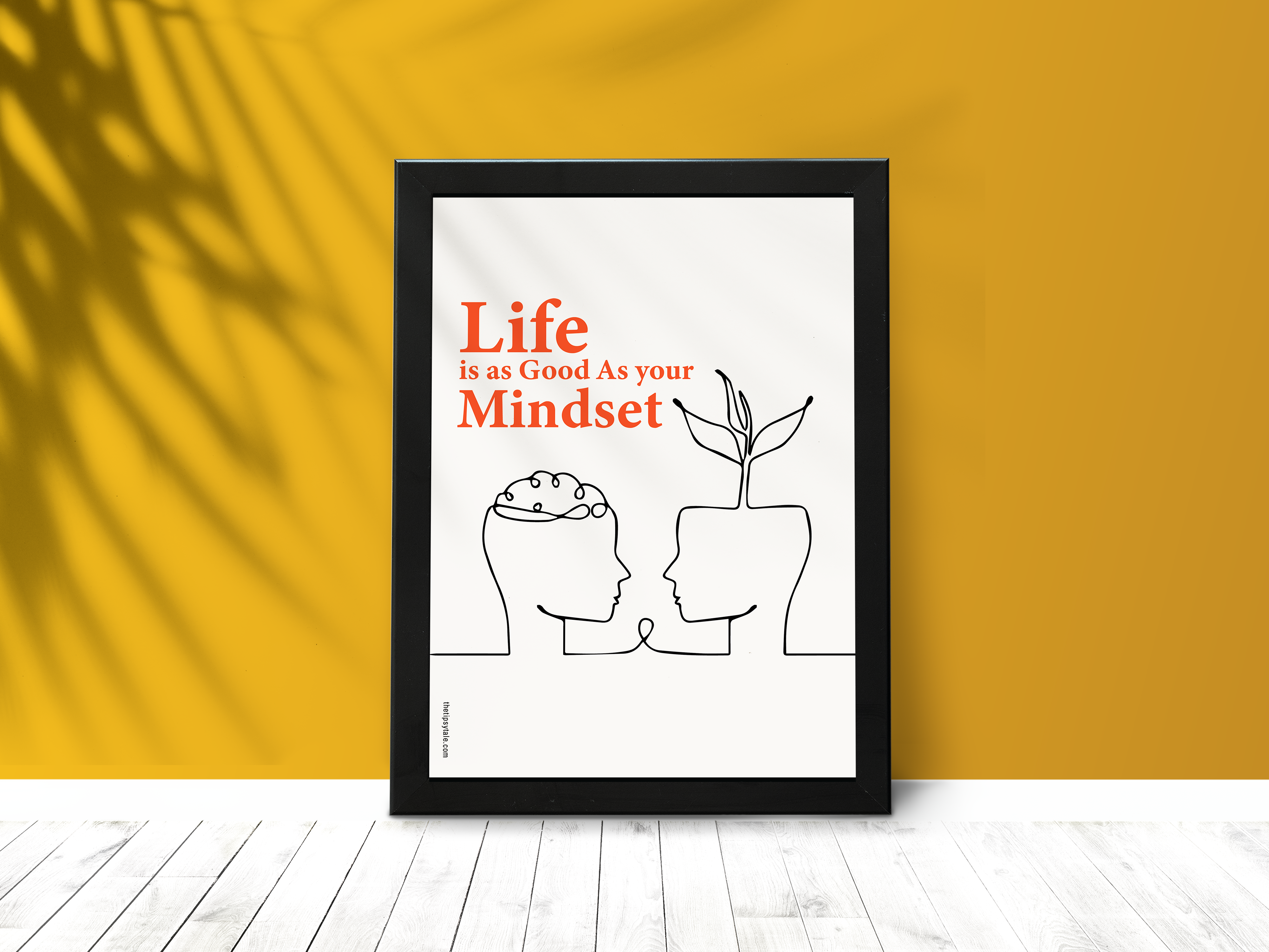 FRAMED "Life is as good as your mindset" Poster – A4 Size - Motivation Theme