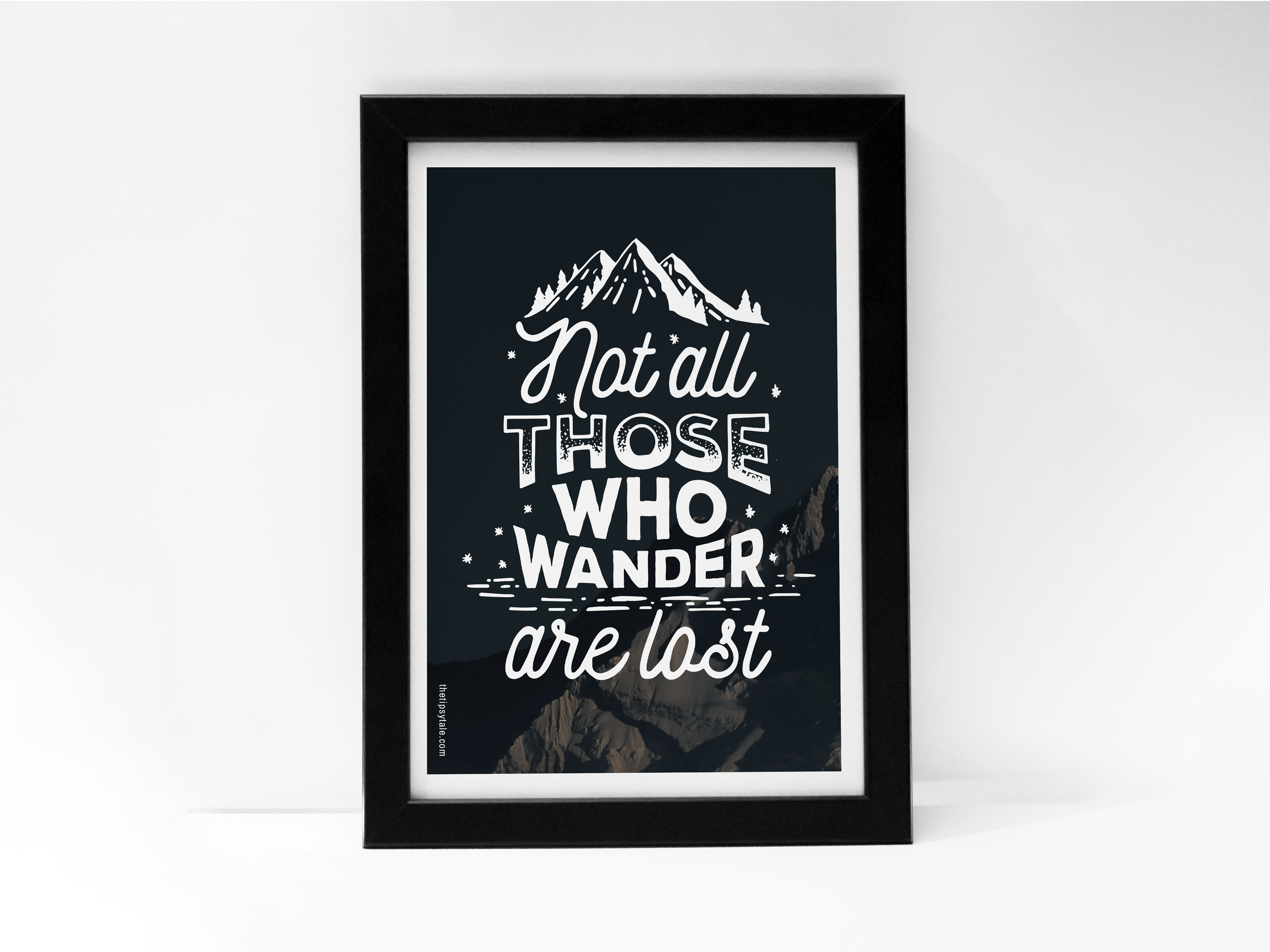 FRAMED "Not All Who Wander are Lost" Poster – A4 Size - Travel Theme