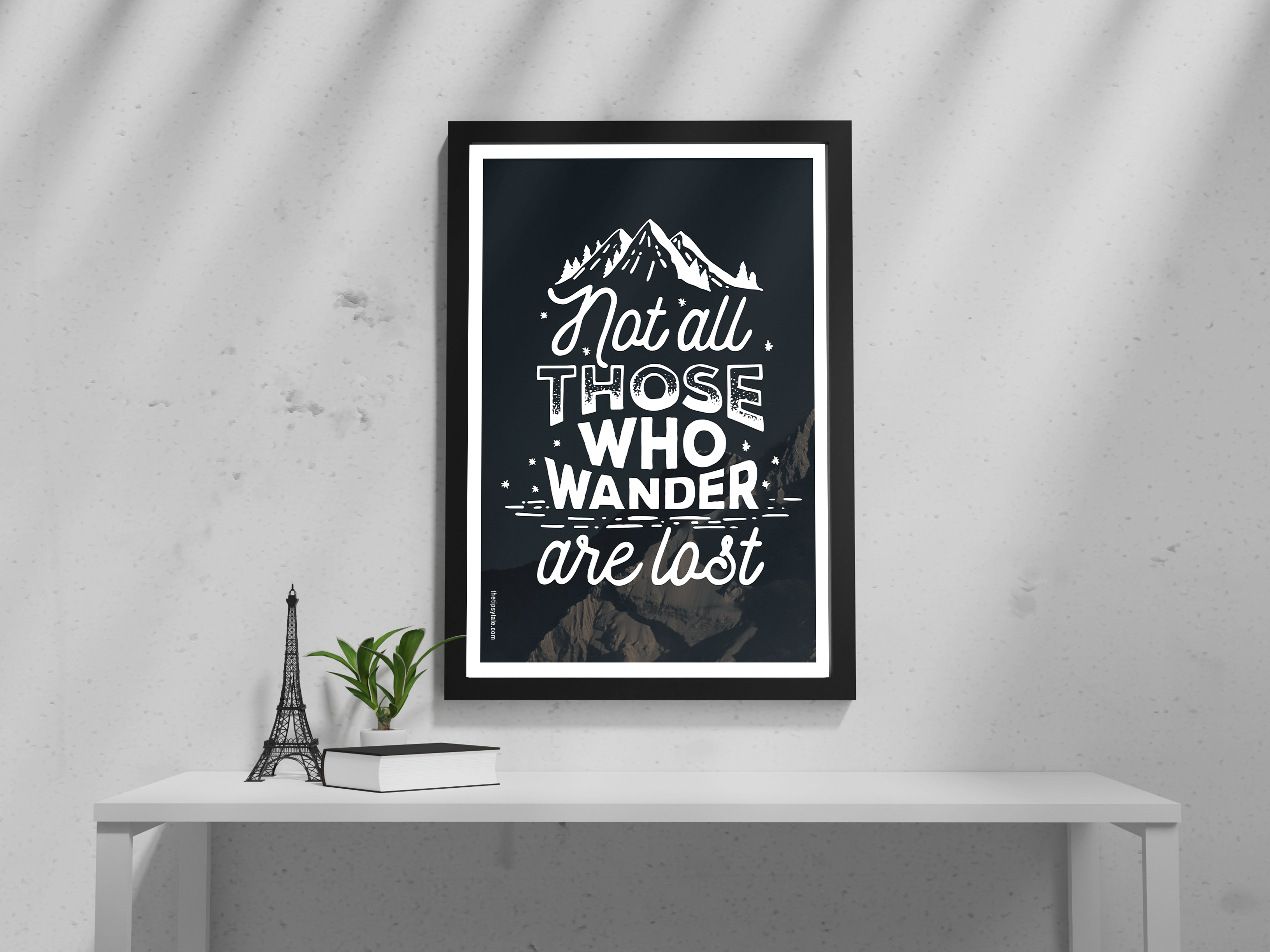 FRAMED "Not All Who Wander are Lost" Poster – A4 Size - Travel Theme