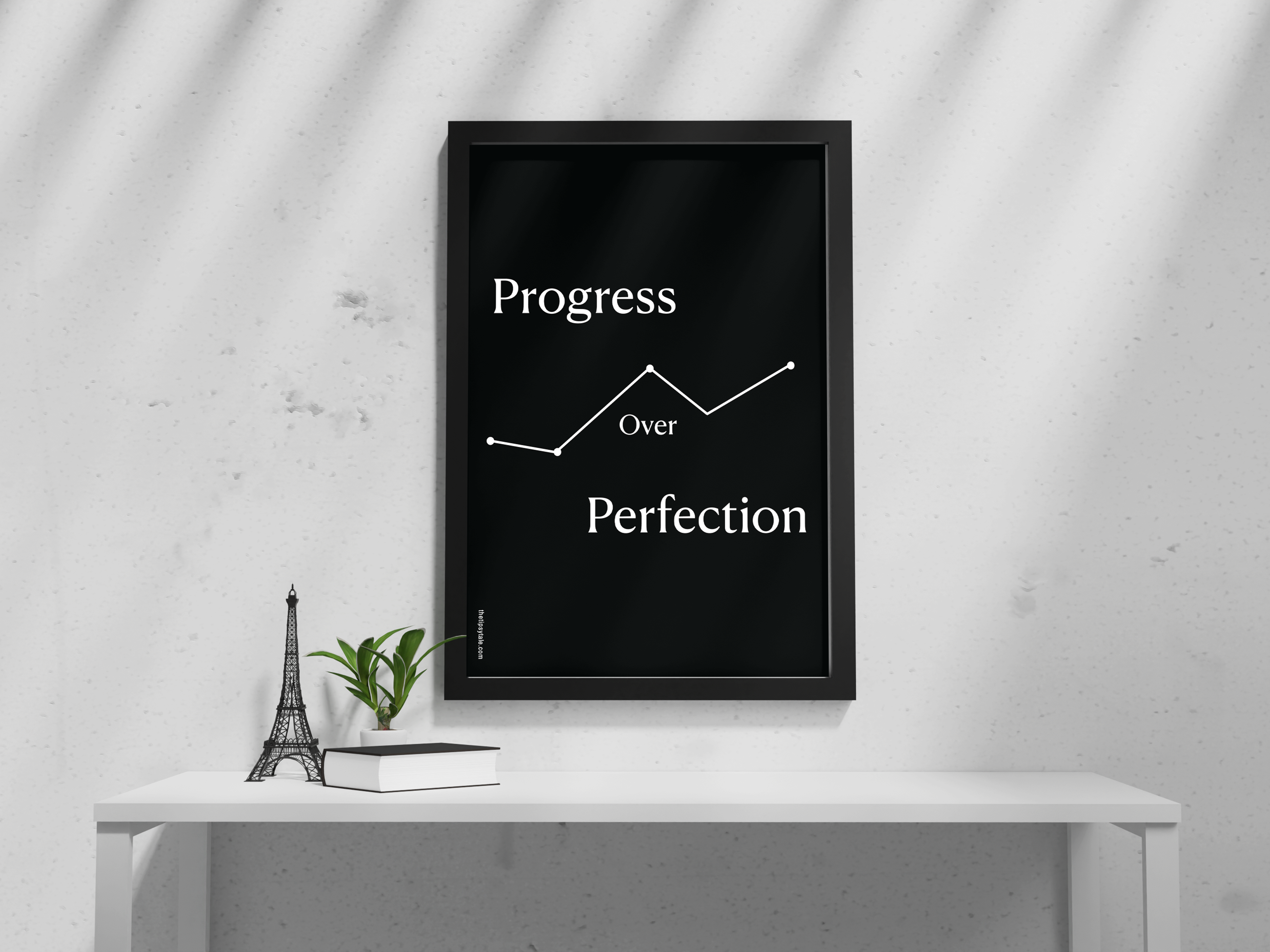 FRAMED "Progress over perfection" Poster – A4 Size - Motivation Theme