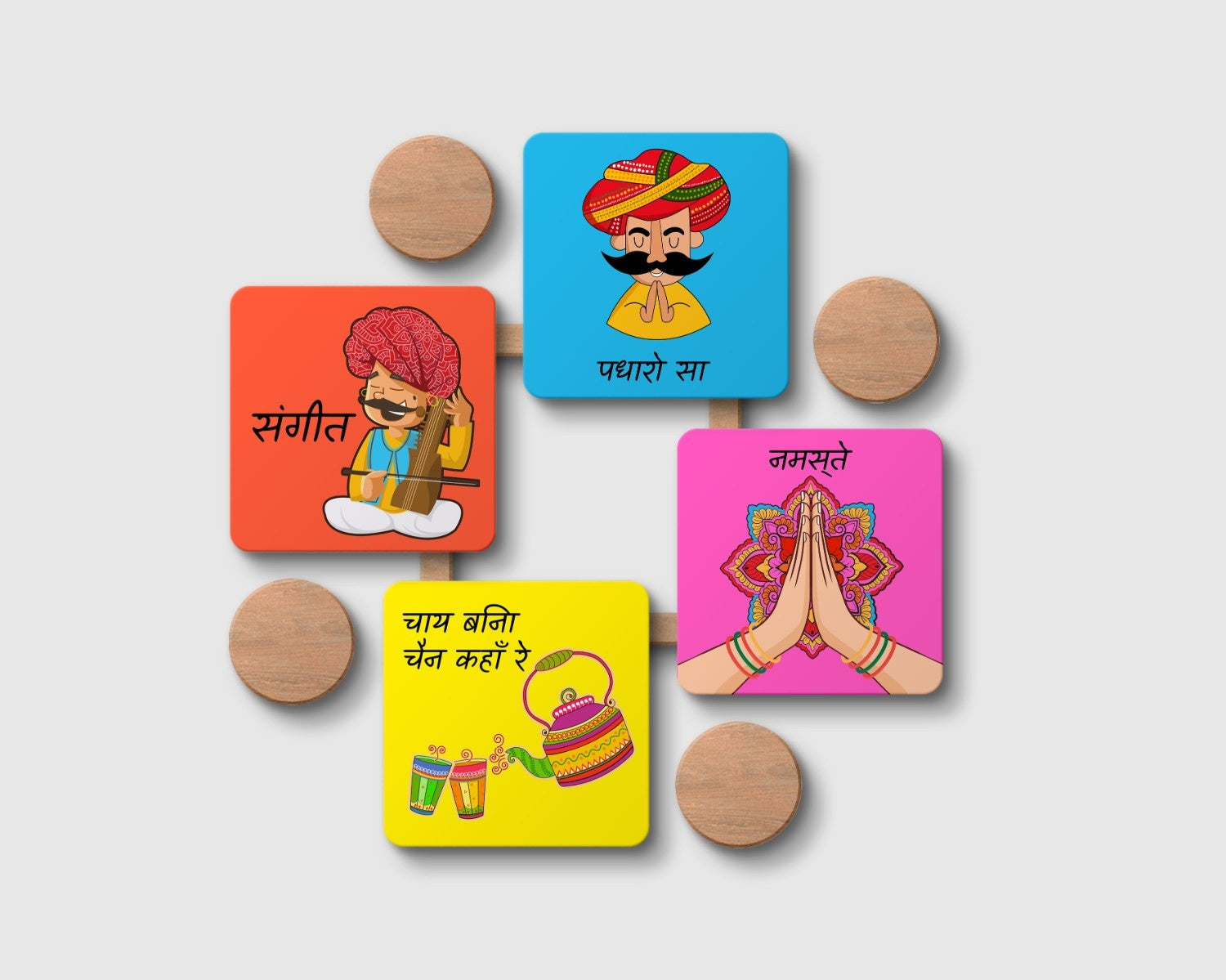 Rajasthani Style mei Bolo 'Khamma Ghani' to Guests with 4 Set Coaster