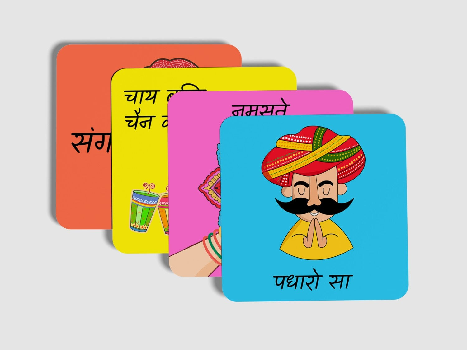 Rajasthani Style mei Bolo 'Khamma Ghani' to Guests with 4 Set Coaster