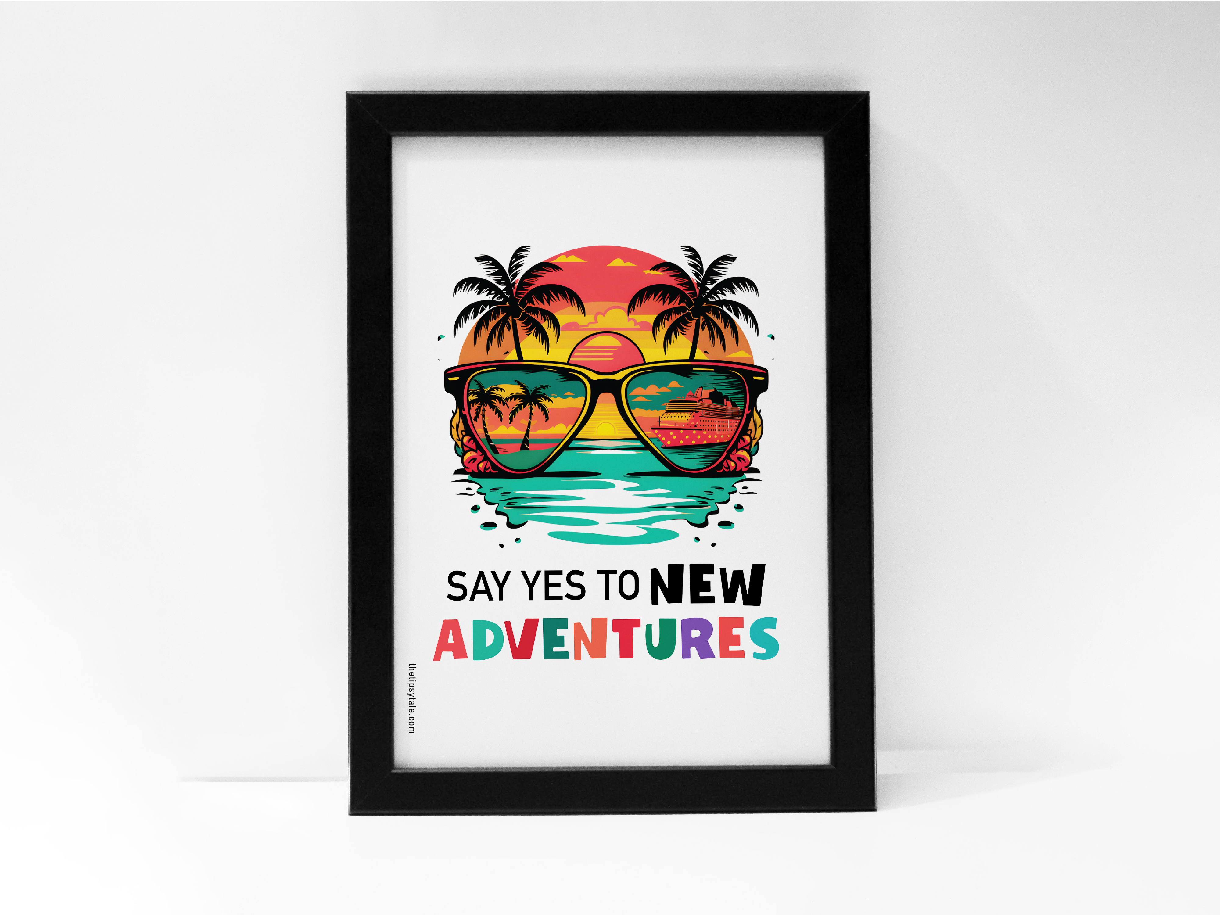 FRAMED "Yes To New Adventure" Poster – A4 Size - Fun Theme