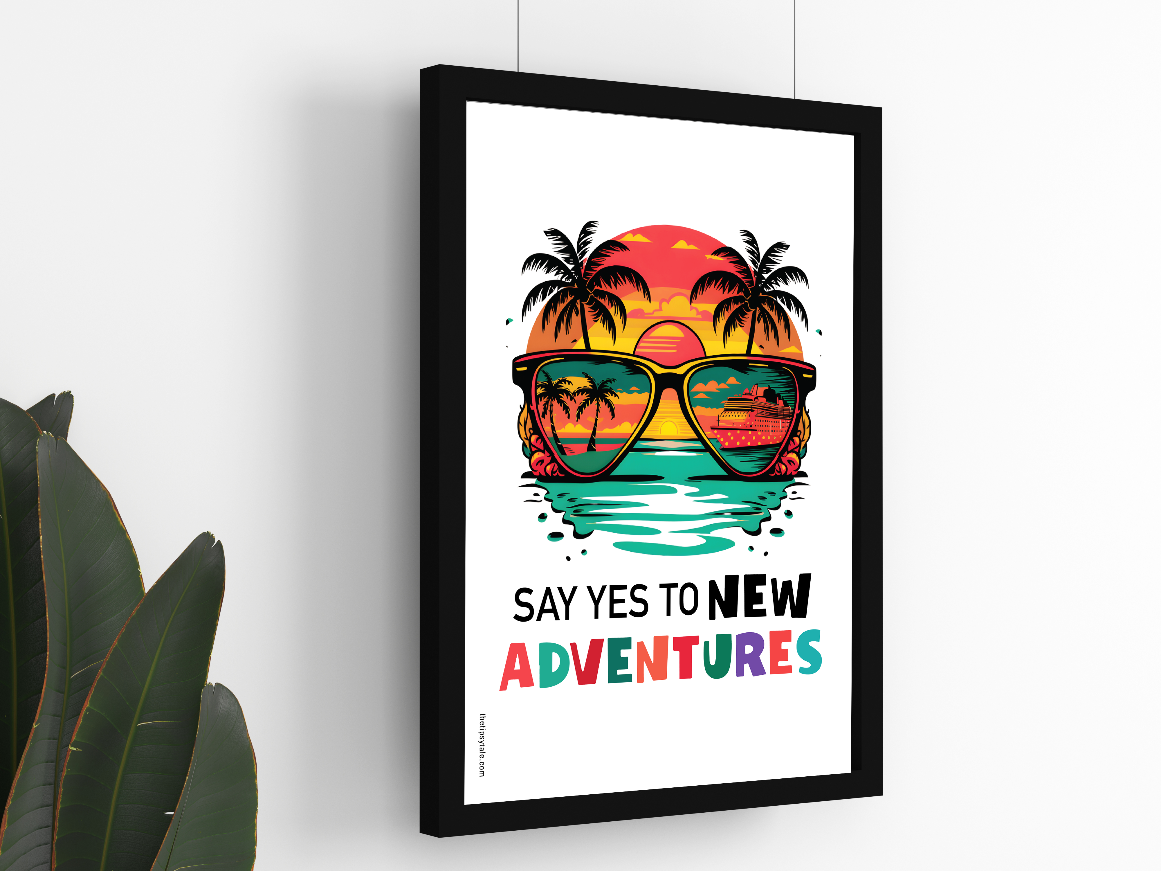 FRAMED "Yes To New Adventure" Poster – A4 Size - Fun Theme