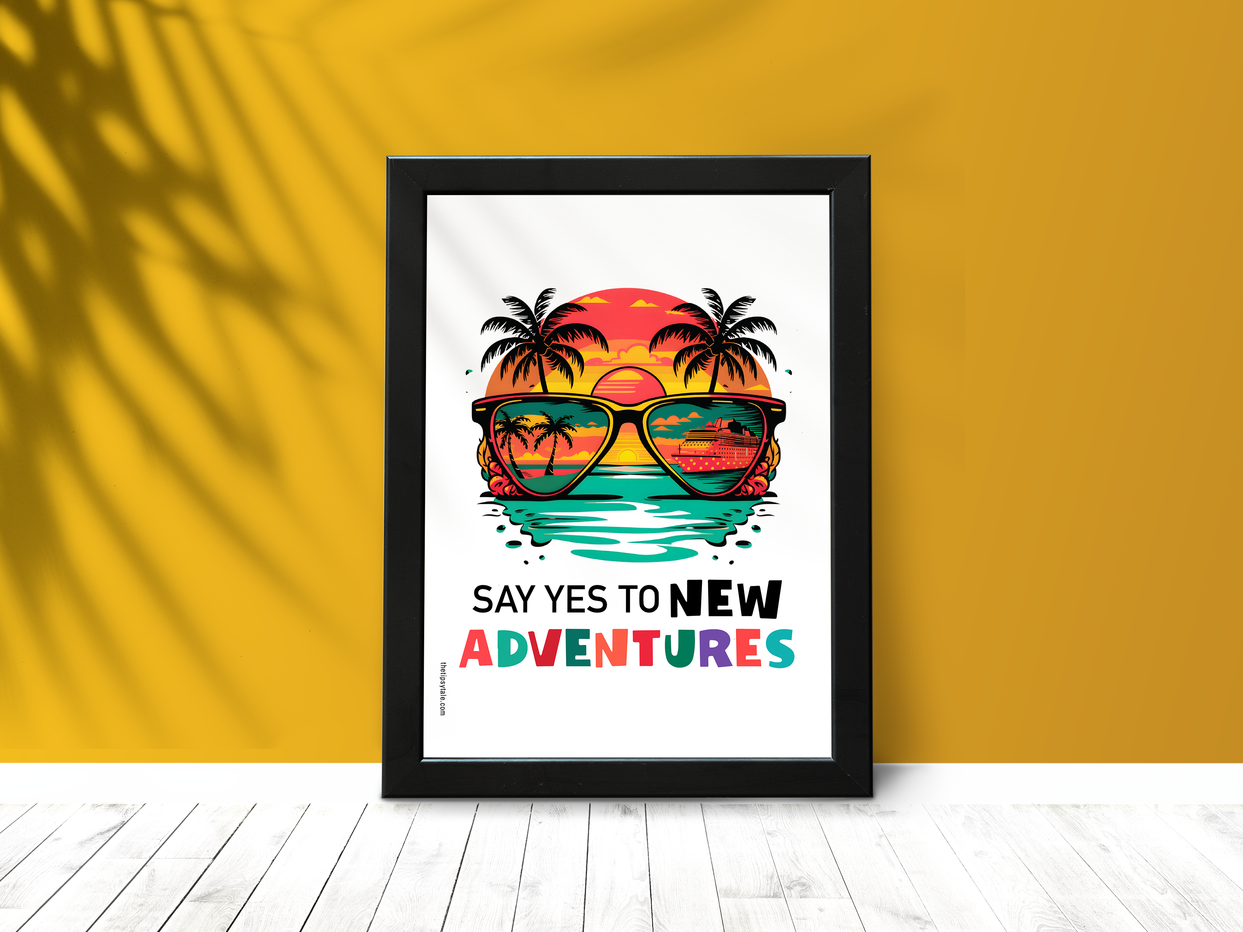 FRAMED "Yes To New Adventure" Poster – A4 Size - Fun Theme