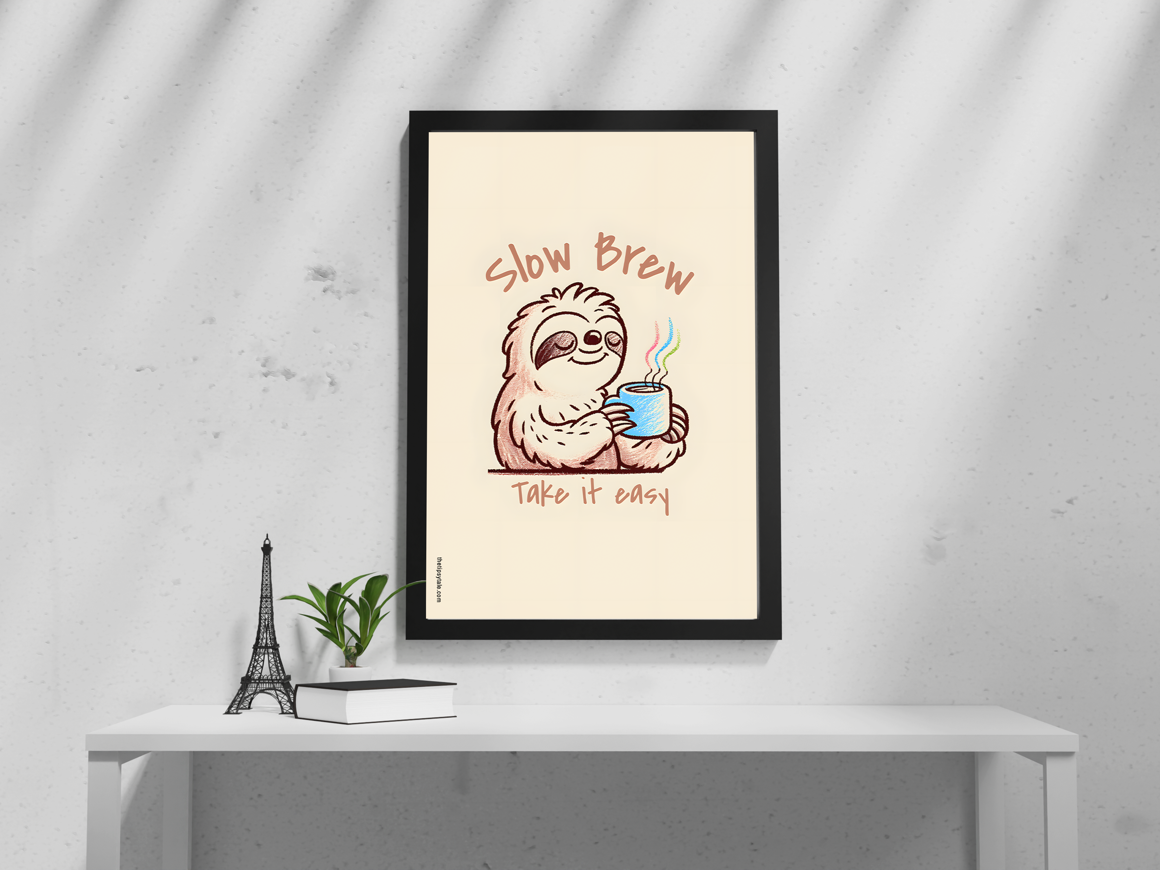 "Drink Like A Sloth" Poster – A4 Size- Coffee Theme