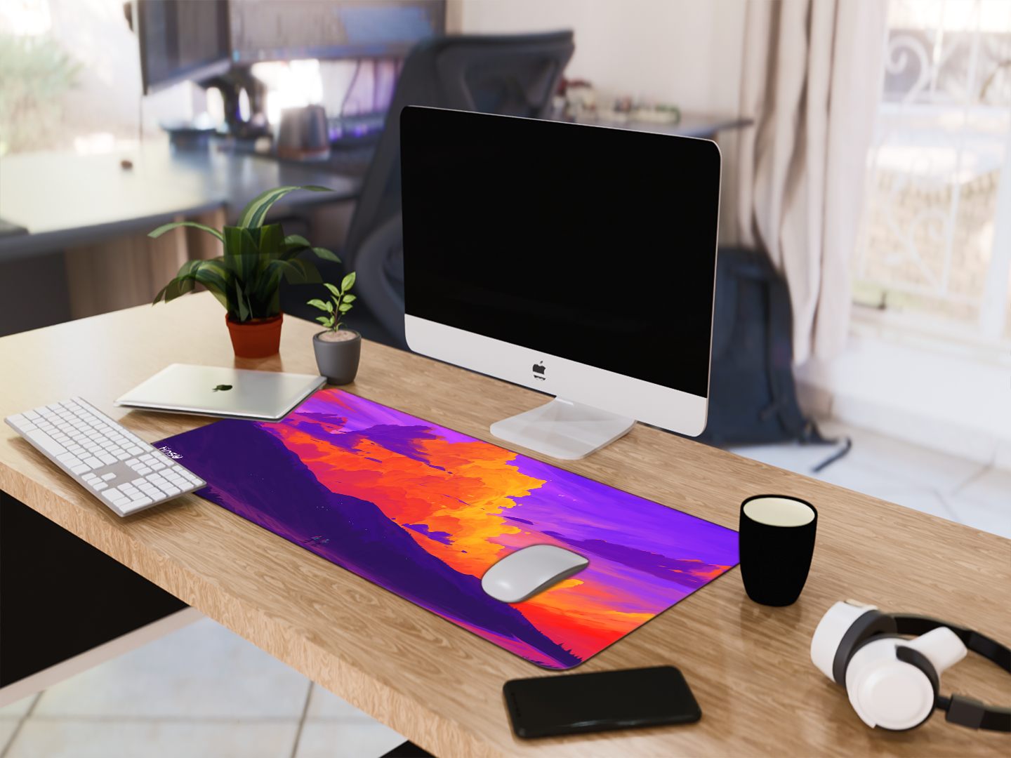 "VIBRANT ABSTRACT OF SKY AND MOUNTAINS" Gaming Mousepad- Elevate Your Gaming Experience