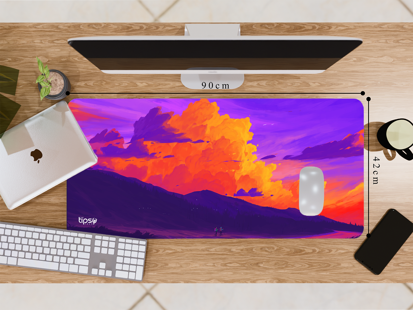 "VIBRANT ABSTRACT OF SKY AND MOUNTAINS" Gaming Mousepad- Elevate Your Gaming Experience