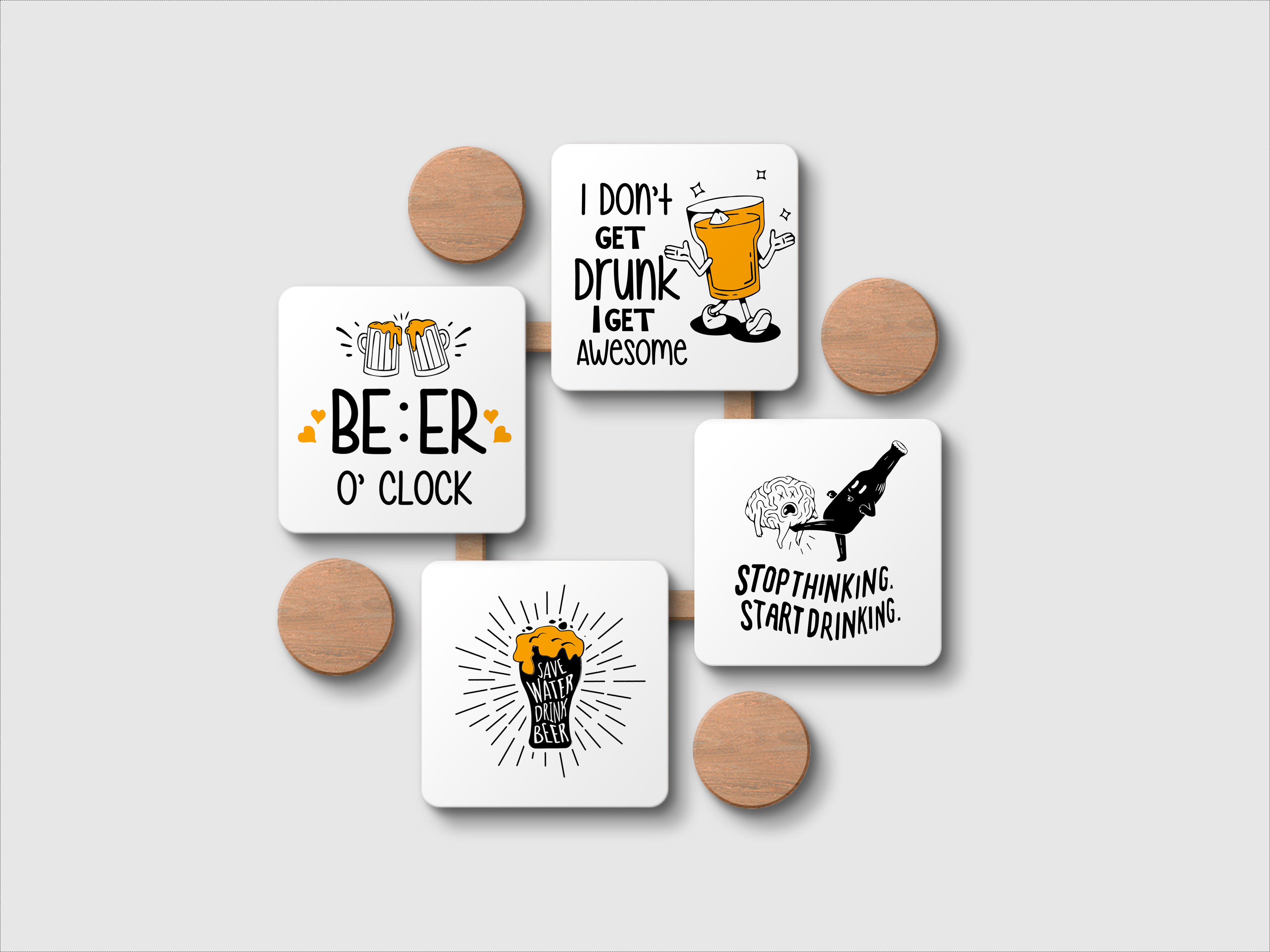 Elevate Your Drinking Experience in B&W 4 Set Coaster Combo!