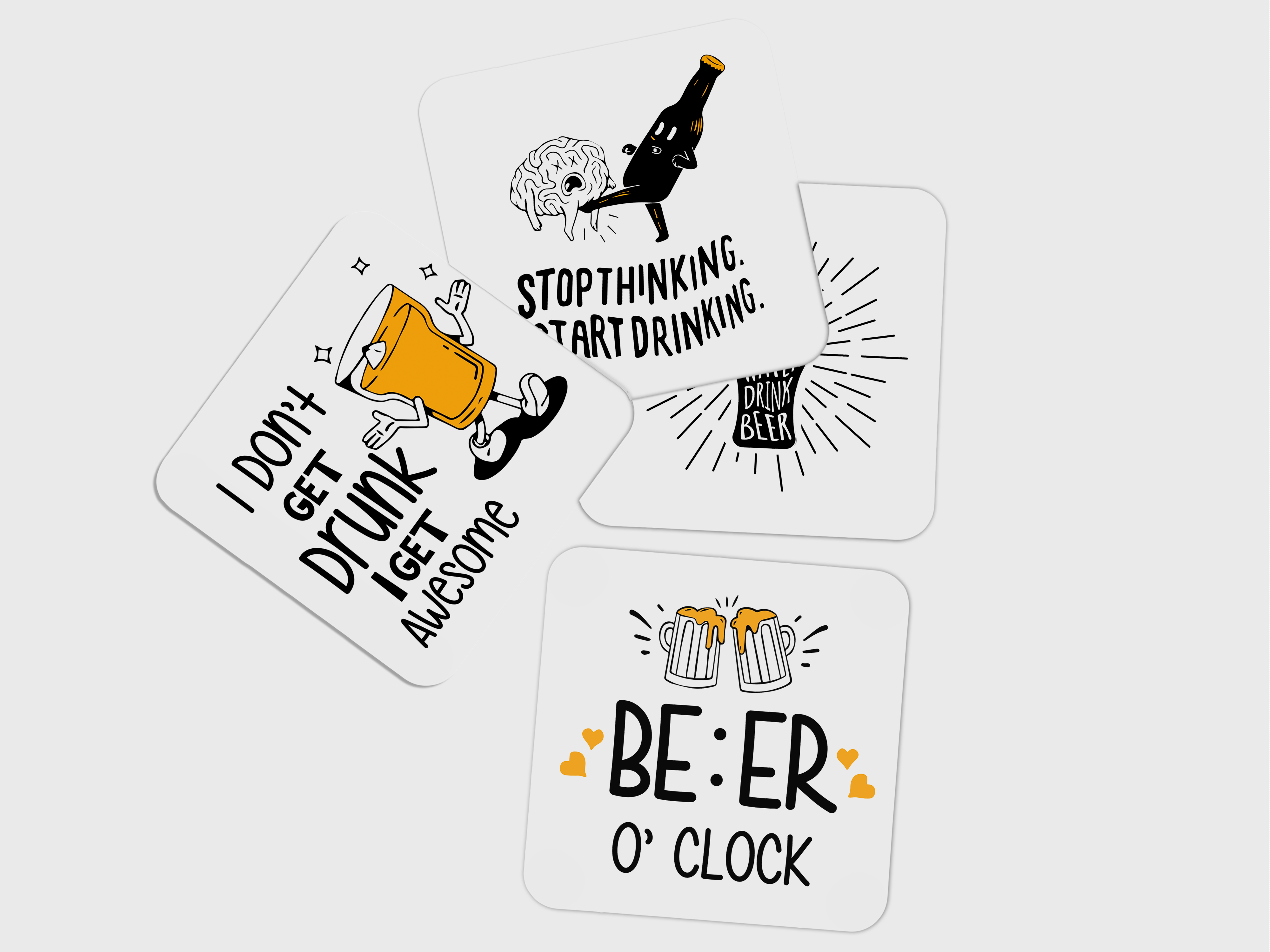 Elevate Your Drinking Experience in B&W 4 Set Coaster Combo!