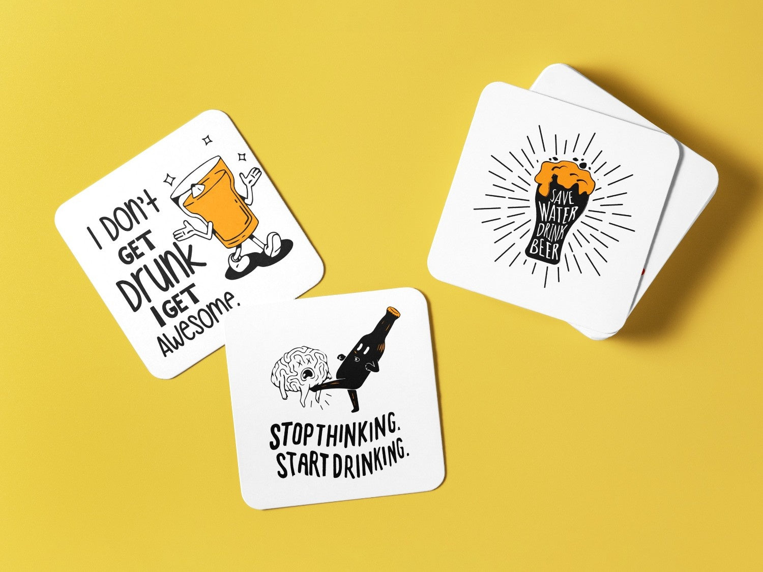 Elevate Your Drinking Experience in B&W 4 Set Coaster Combo!
