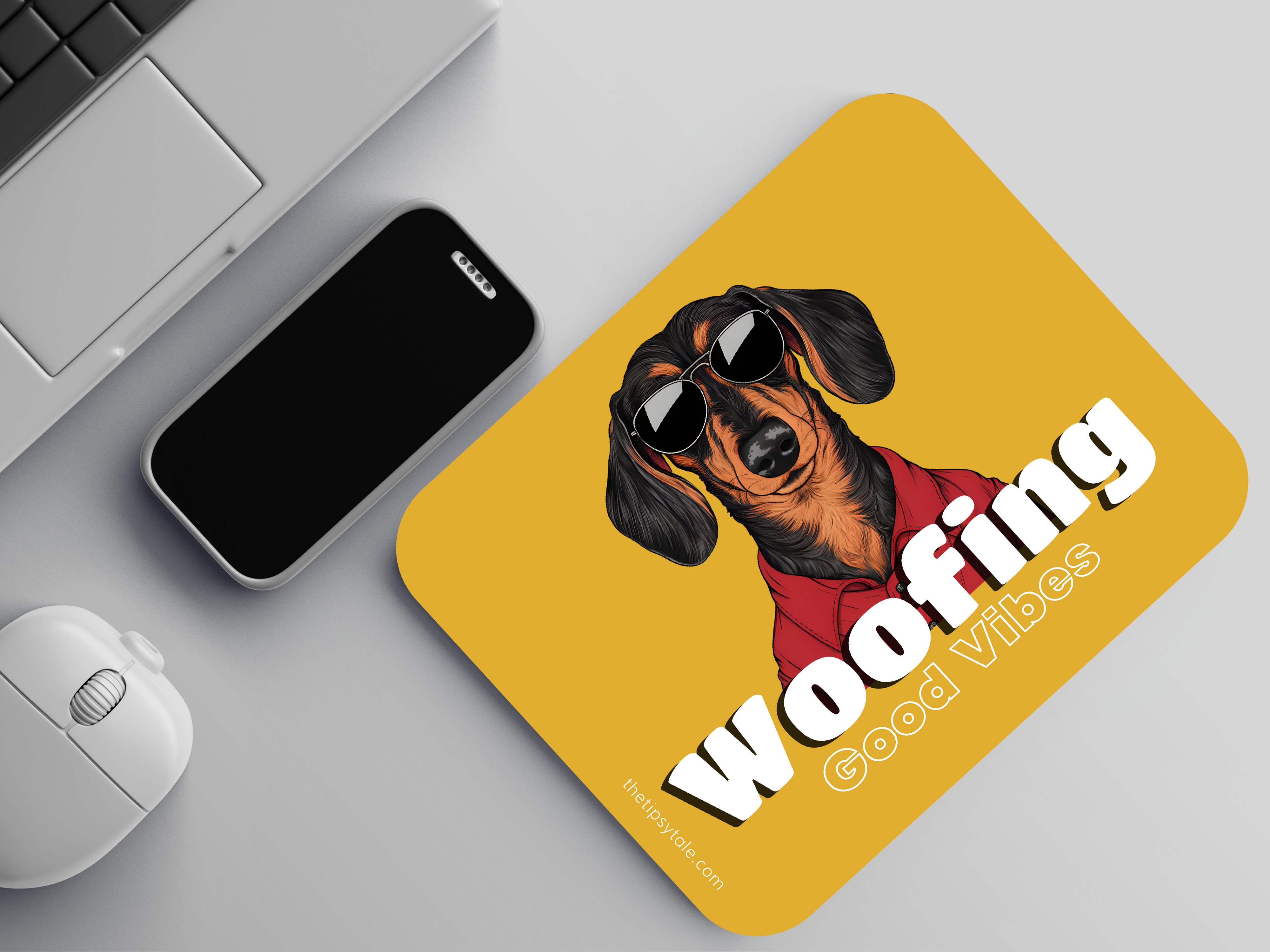 "Woofing With Good Vibes" Mousepad – Enhance Your Workspace with Style
